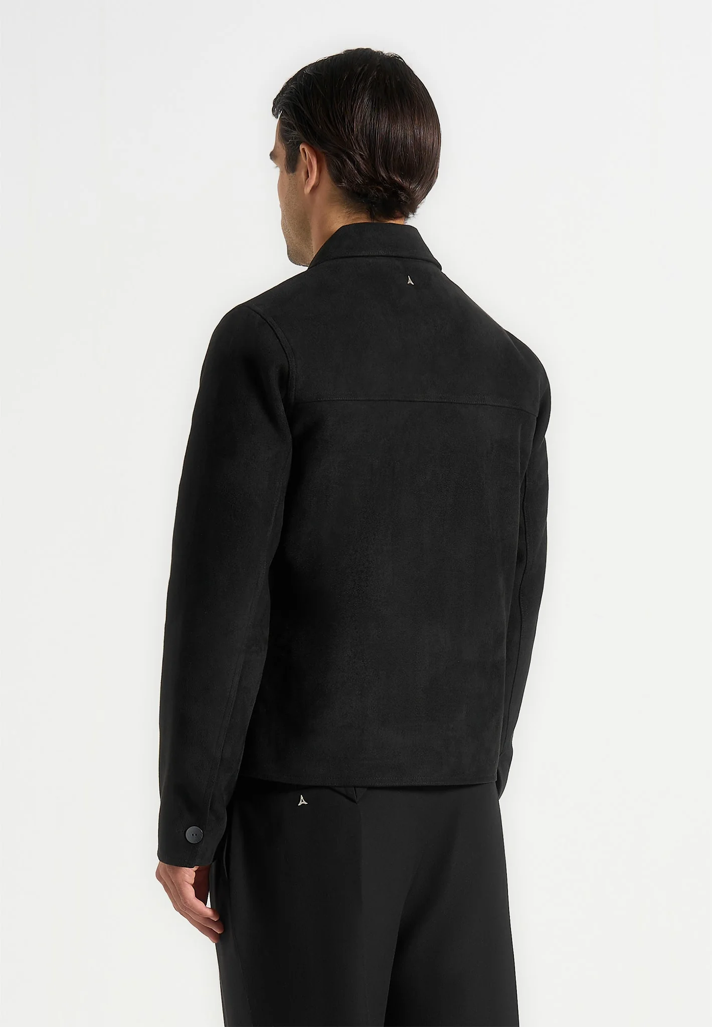 Michel - Suede Jacket With Revere Collar - Black - Image 4