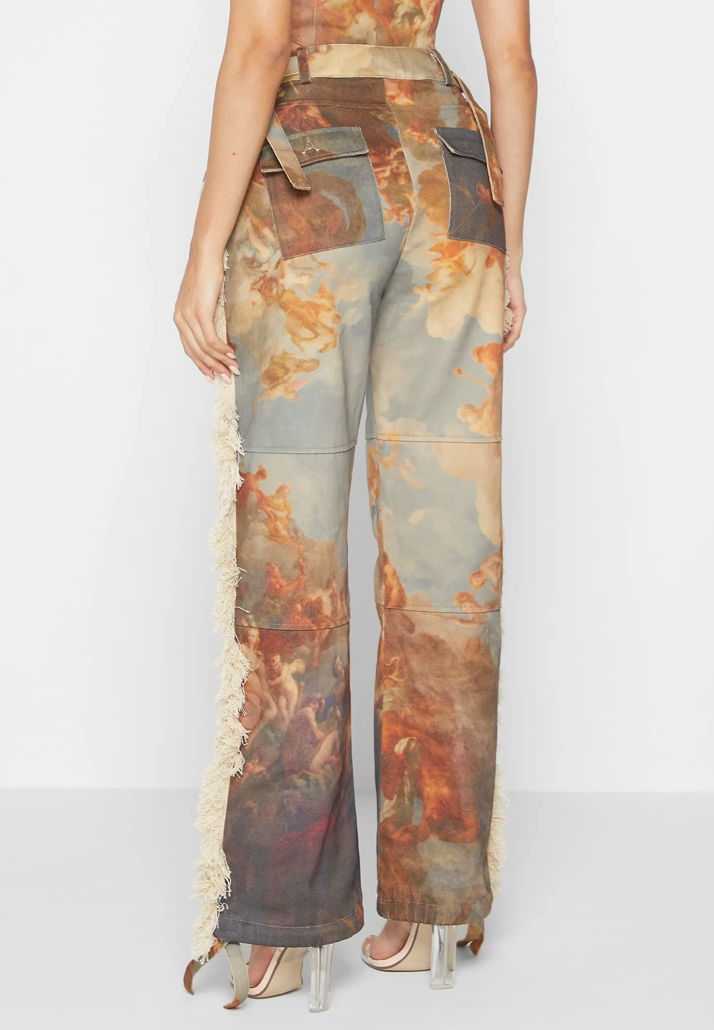 Mid Rise Art Cargo Pants with Tassels - Multi - Image 5