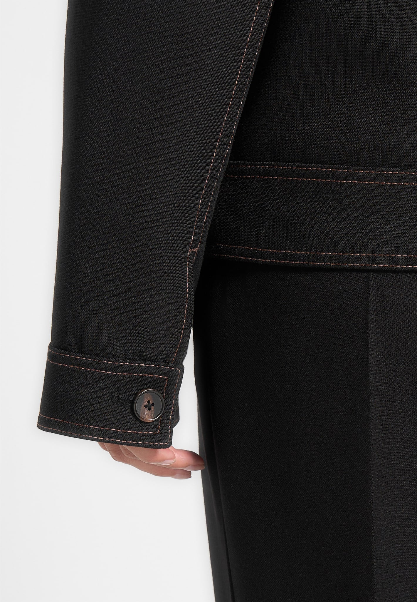 Mika - Unisex Tailored Double Breasted Jacket With Contrast Stitch - Black - Image 5