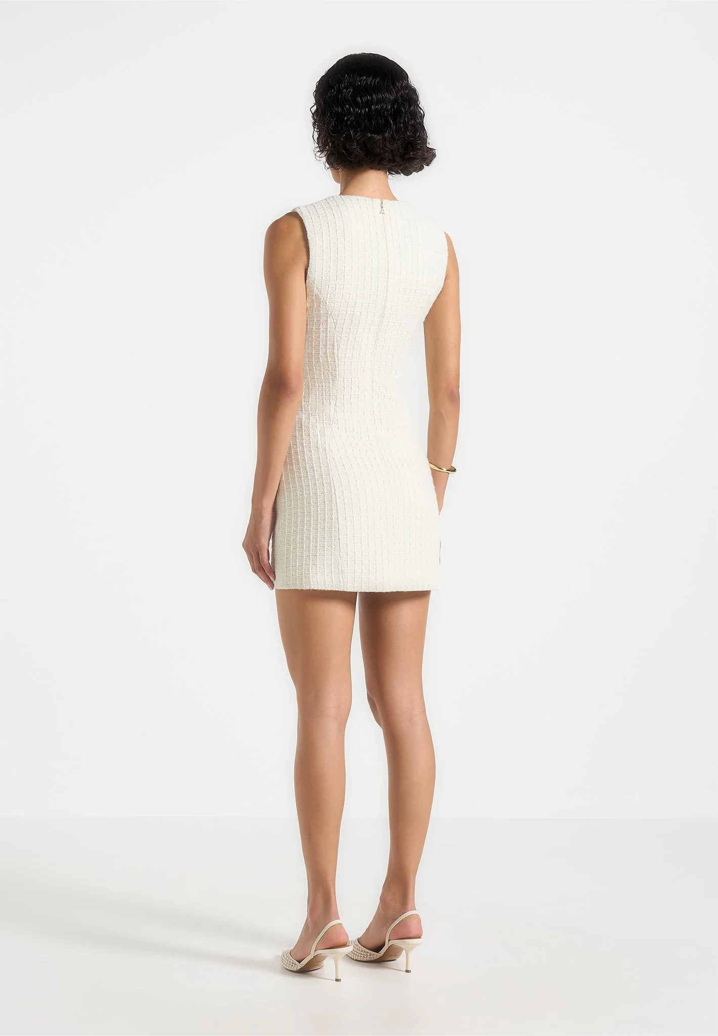 Nadine - Tweed Mini Dress - Cream - Image 5