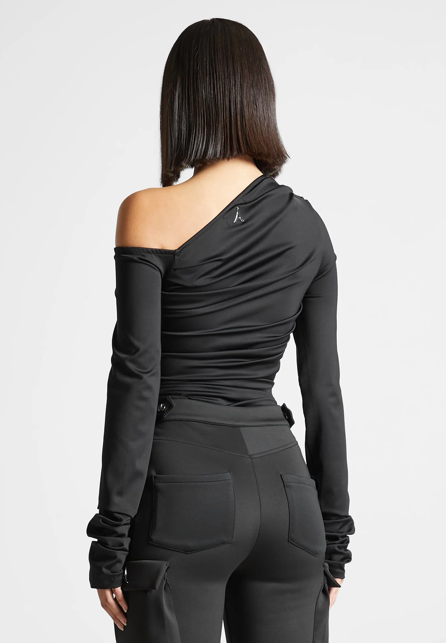 Neoprene Gathered Bodysuit - Black - Image 5