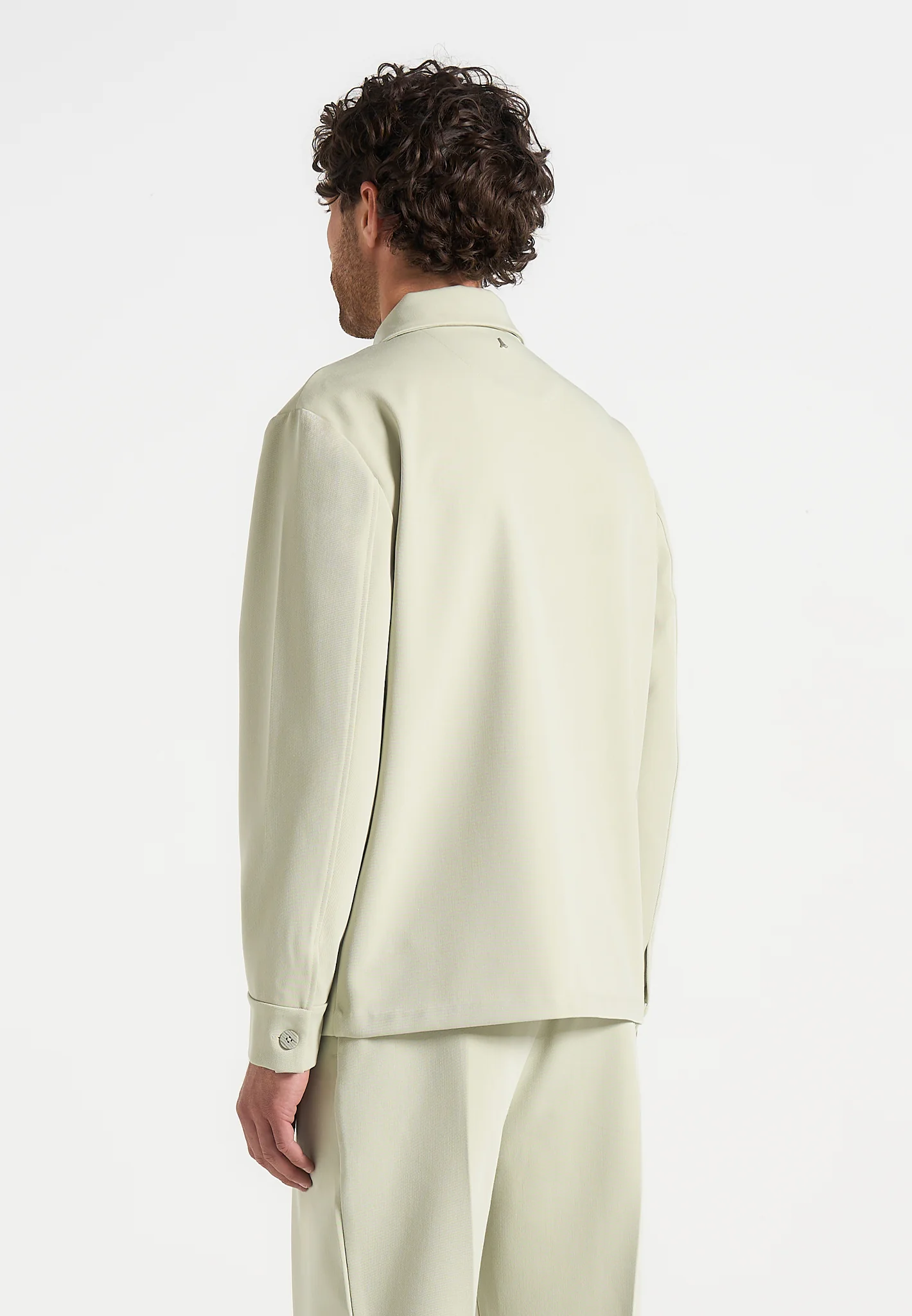 Leo - Hatched Tailored Overshirt - Sage - Image 4