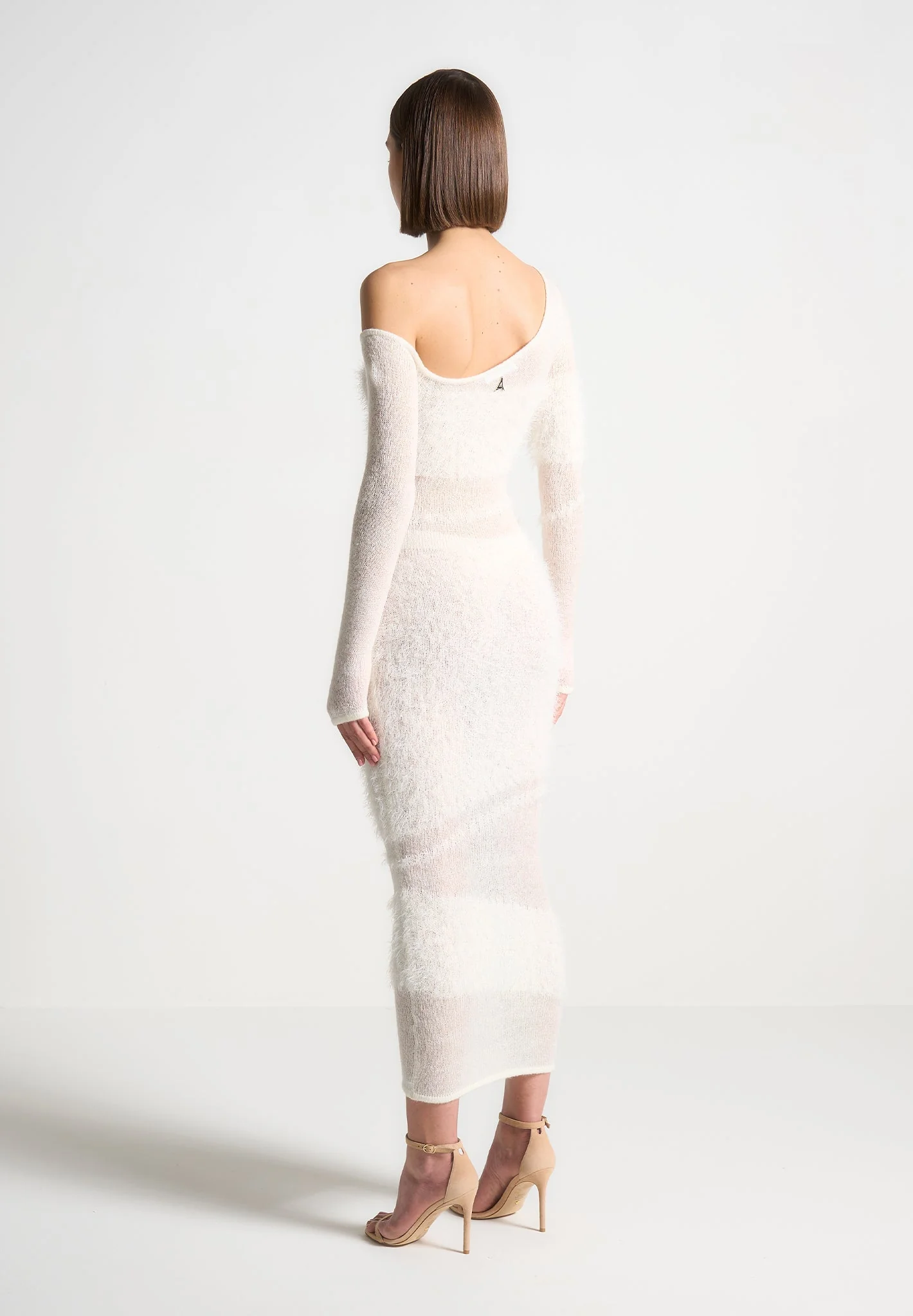 Off Shoulder Knitted Maxi Dress - Off White - Image 4