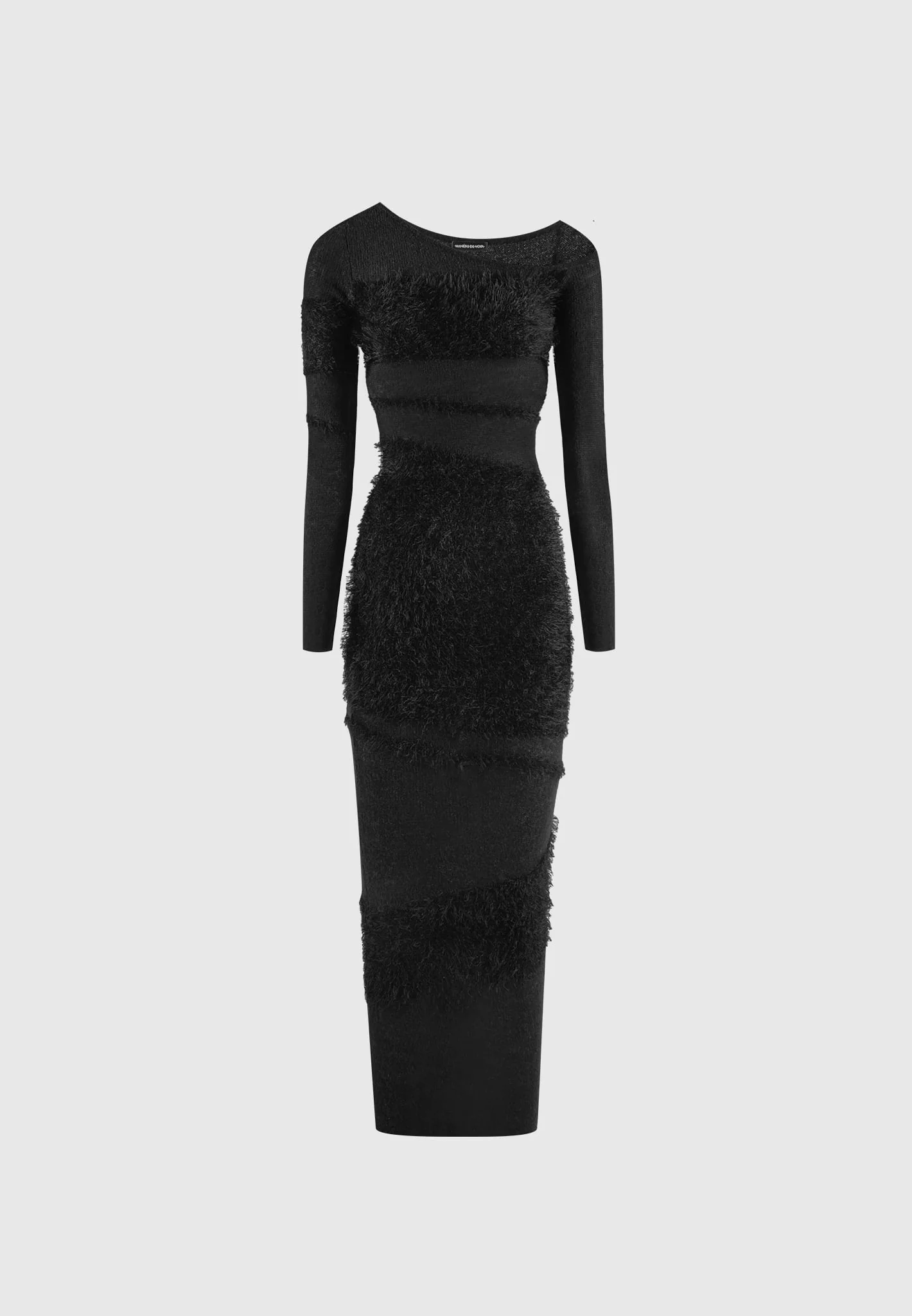Off Shoulder Knitted Maxi Dress - Black - Image 4