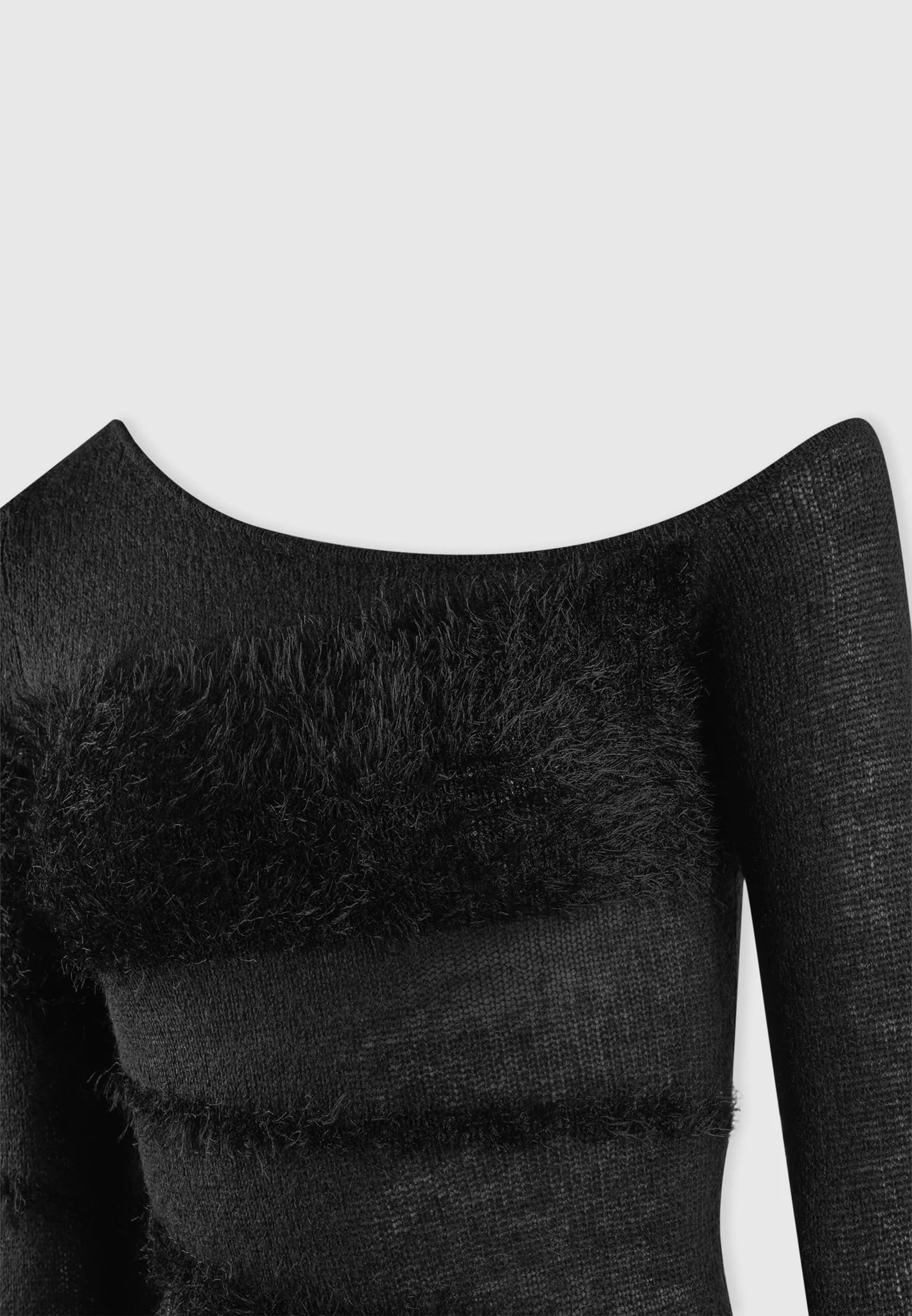 Off Shoulder Knitted Maxi Dress - Black - Image 5