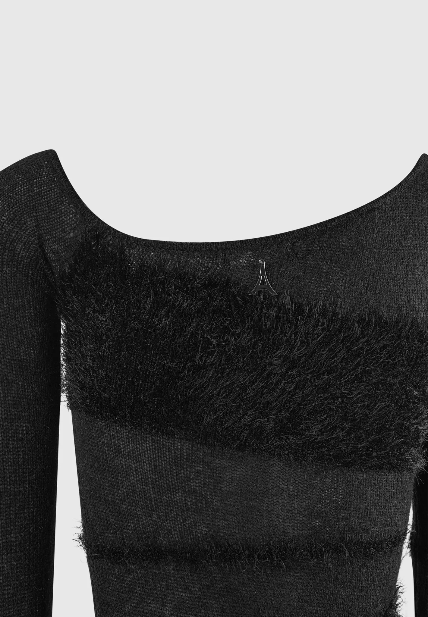 Off Shoulder Knitted Maxi Dress - Black - Image 6