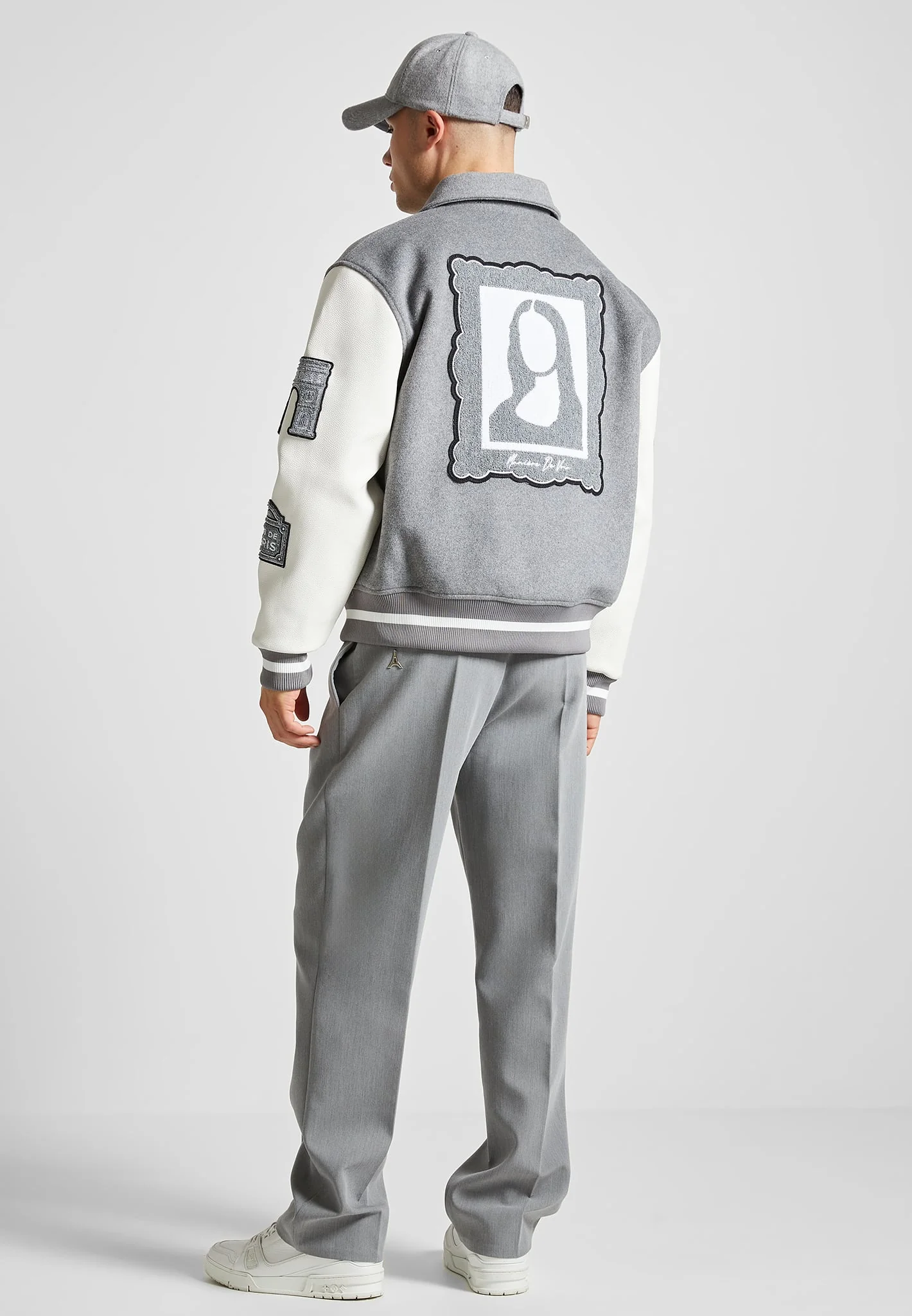 Oscar - Mona Lisa Wool Blend Varsity Jacket - Grey