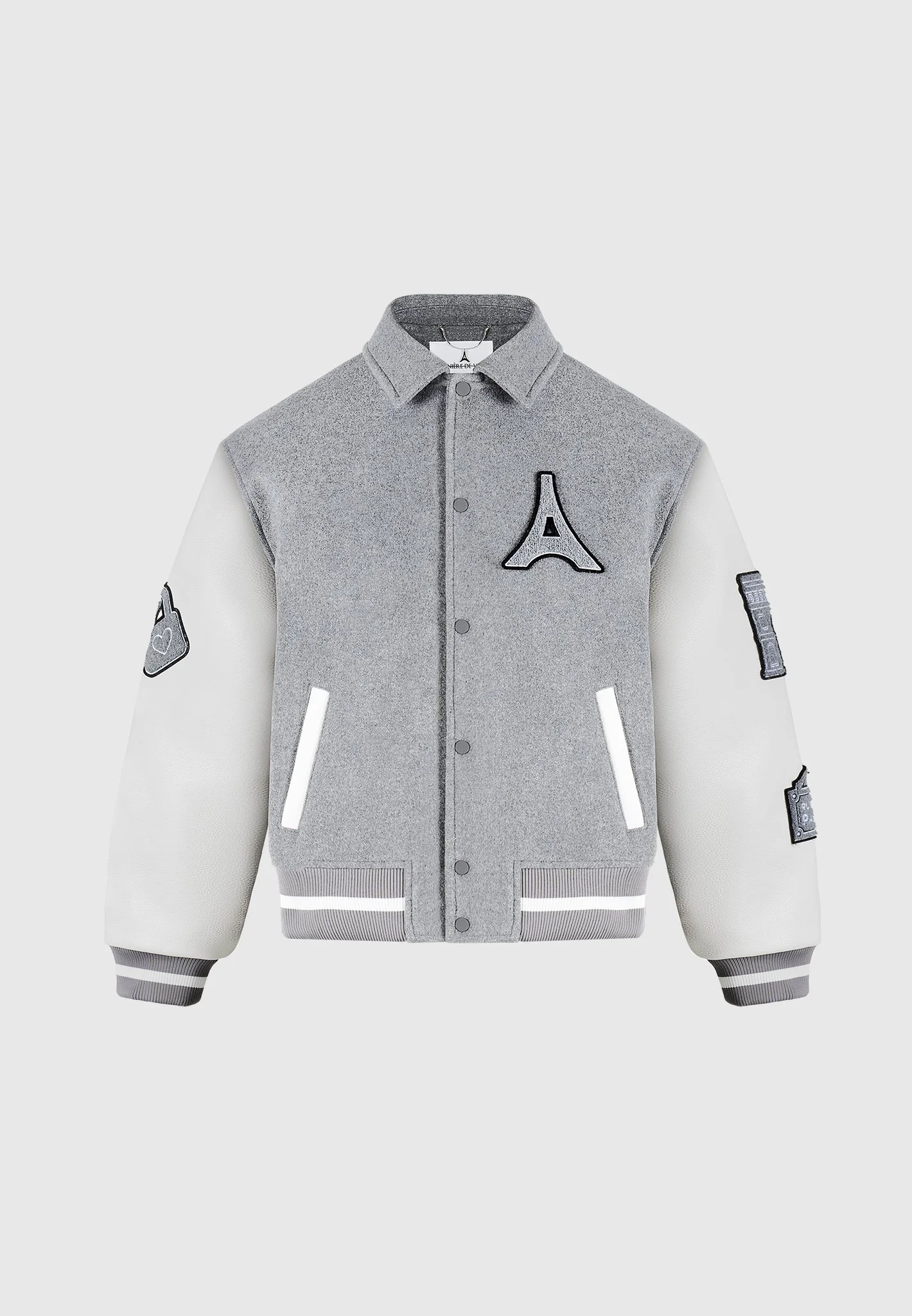 Oscar - Mona Lisa Wool Blend Varsity Jacket - Grey - Image 2
