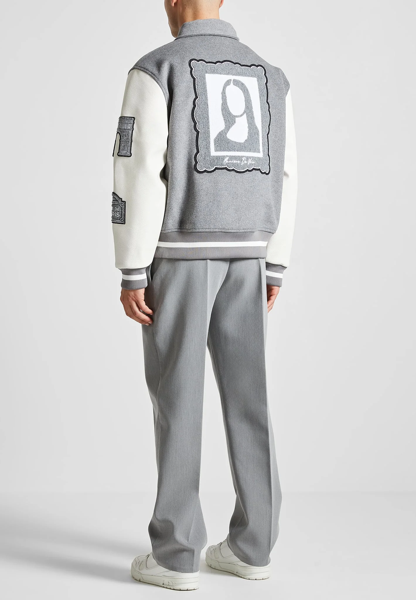 Oscar - Mona Lisa Wool Blend Varsity Jacket - Grey - Image 6