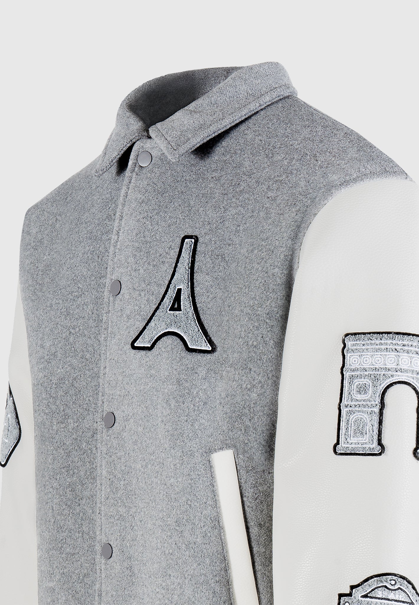 Oscar - Mona Lisa Wool Blend Varsity Jacket - Grey - Image 8