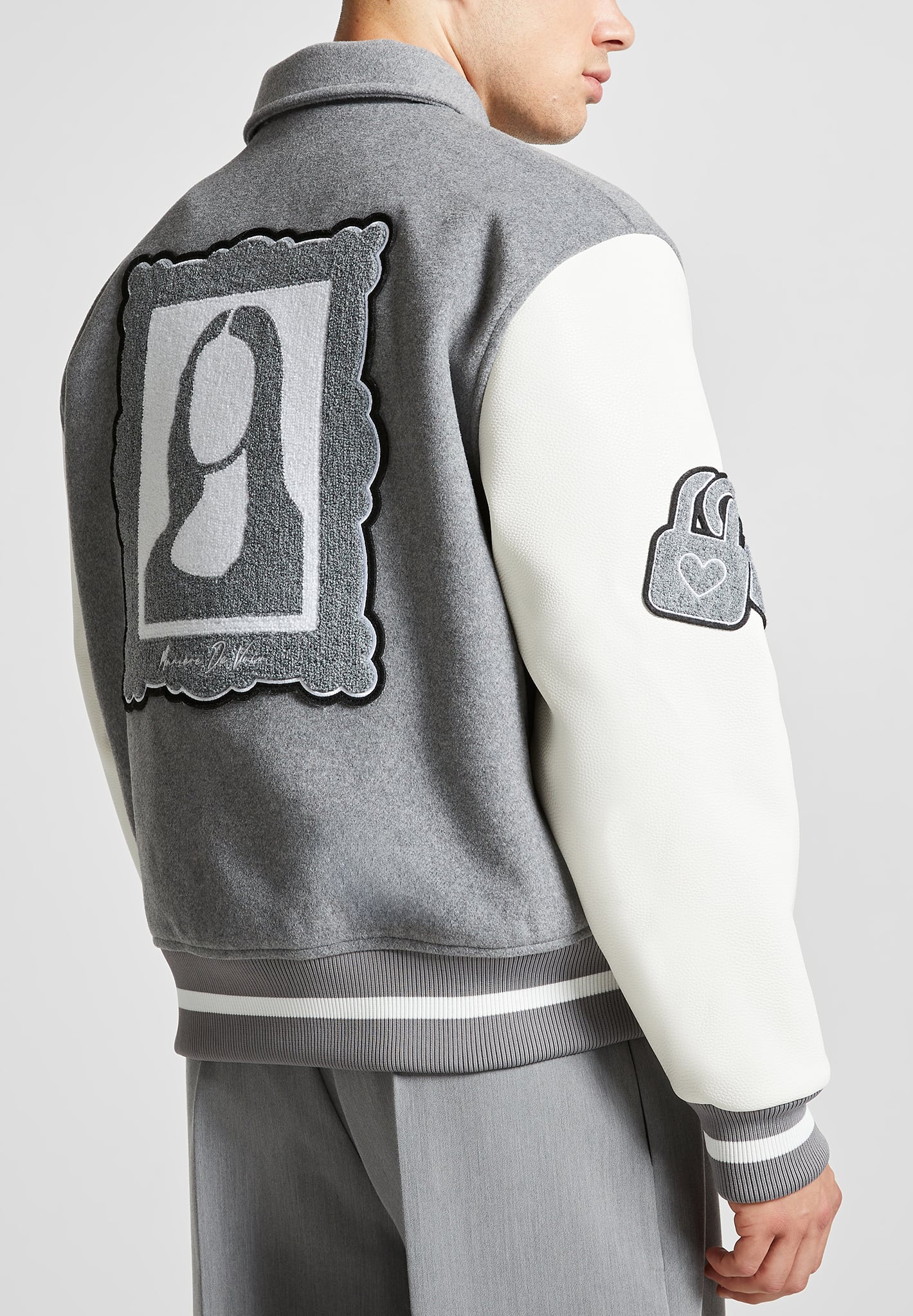 Oscar - Mona Lisa Wool Blend Varsity Jacket - Grey - Image 9