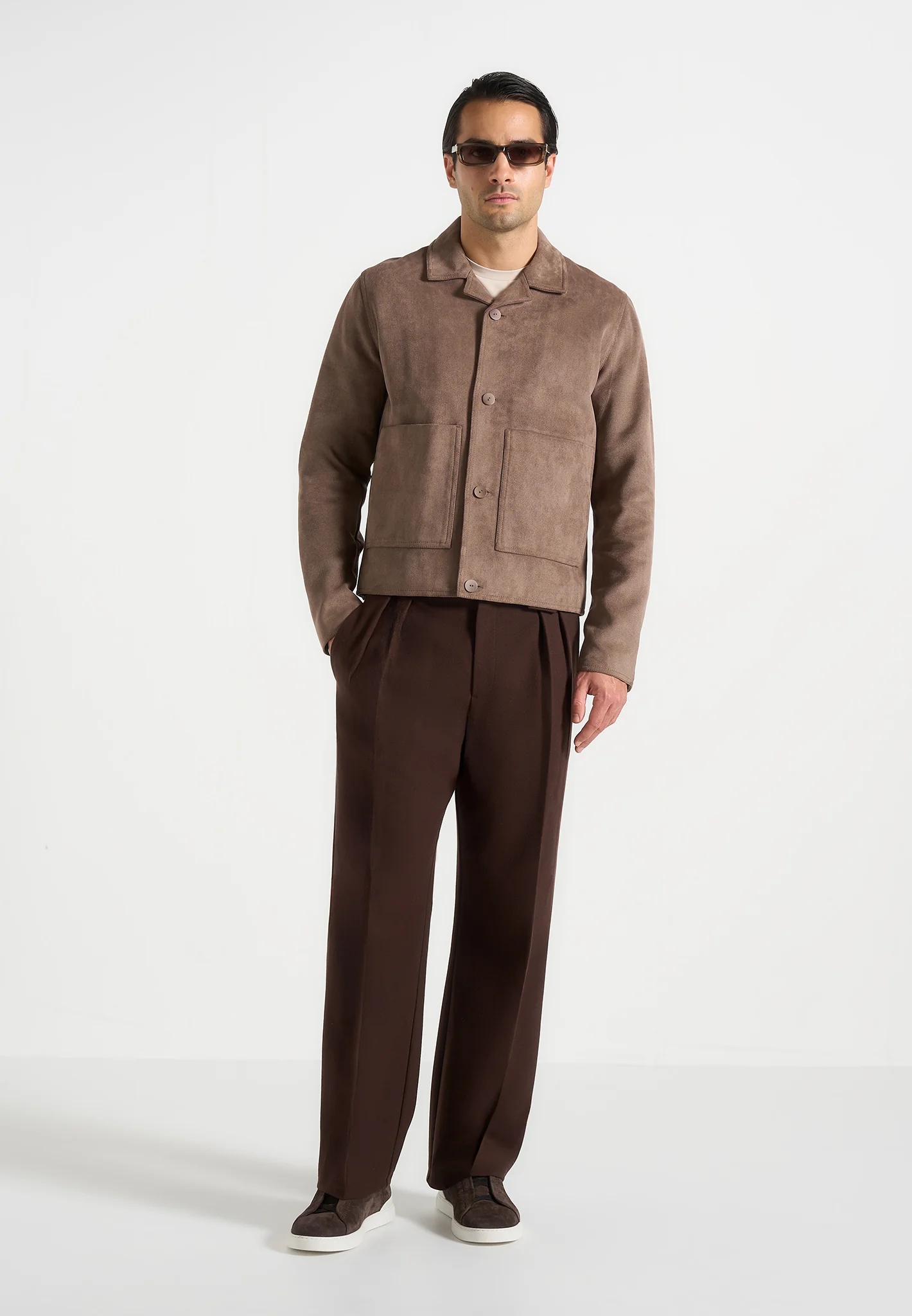 Pierre - Relaxed Fit Pleated Tailored Trousers - Brown - Image 2