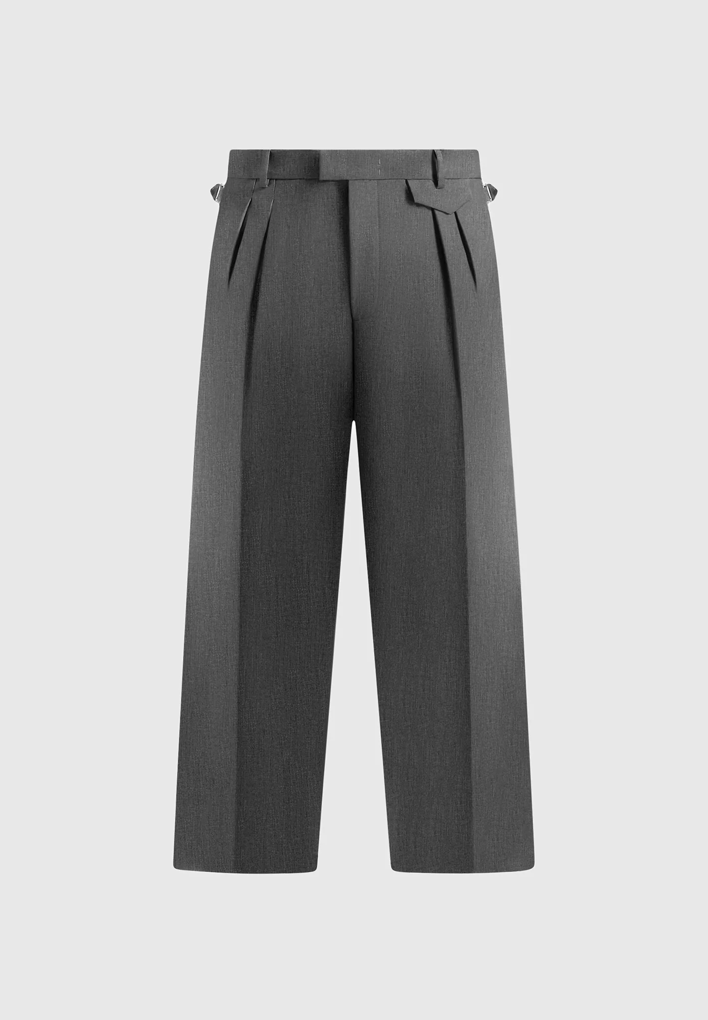 Pierre - Relaxed Fit Pleated Tailored Trousers - Grey - Image 8