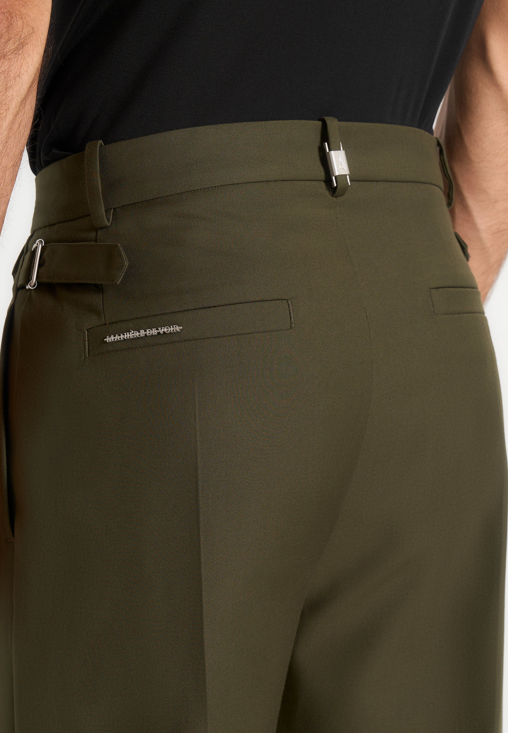 Pierre - Relaxed Fit Pleated Tailored Trousers - Olive - Image 6