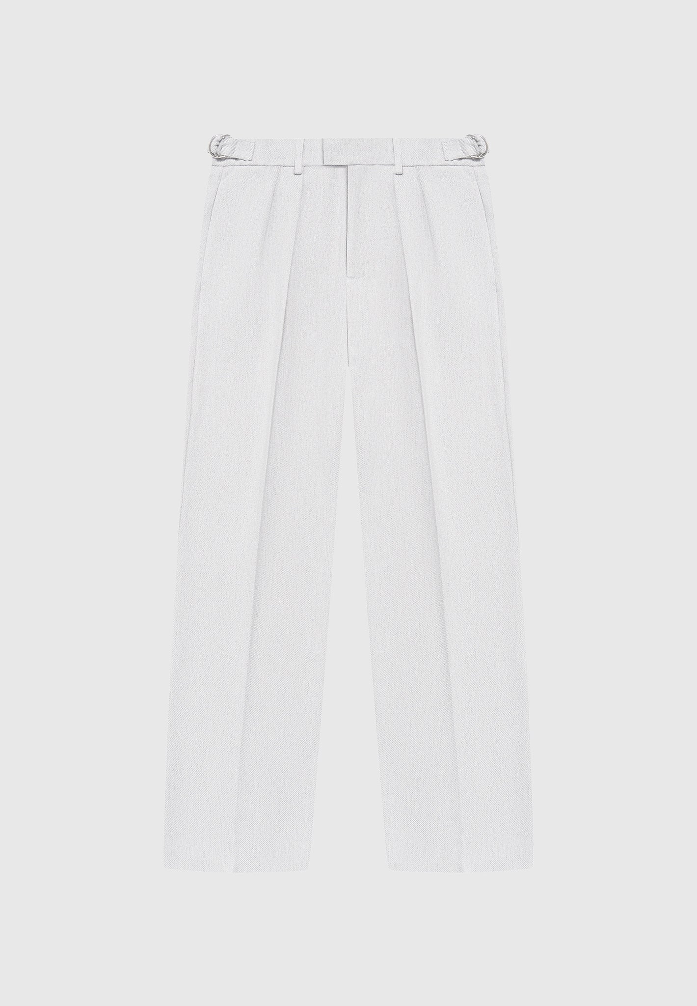Pierre - Relaxed Fit Textured Pleated Tailored Trousers - Light Grey - Image 2