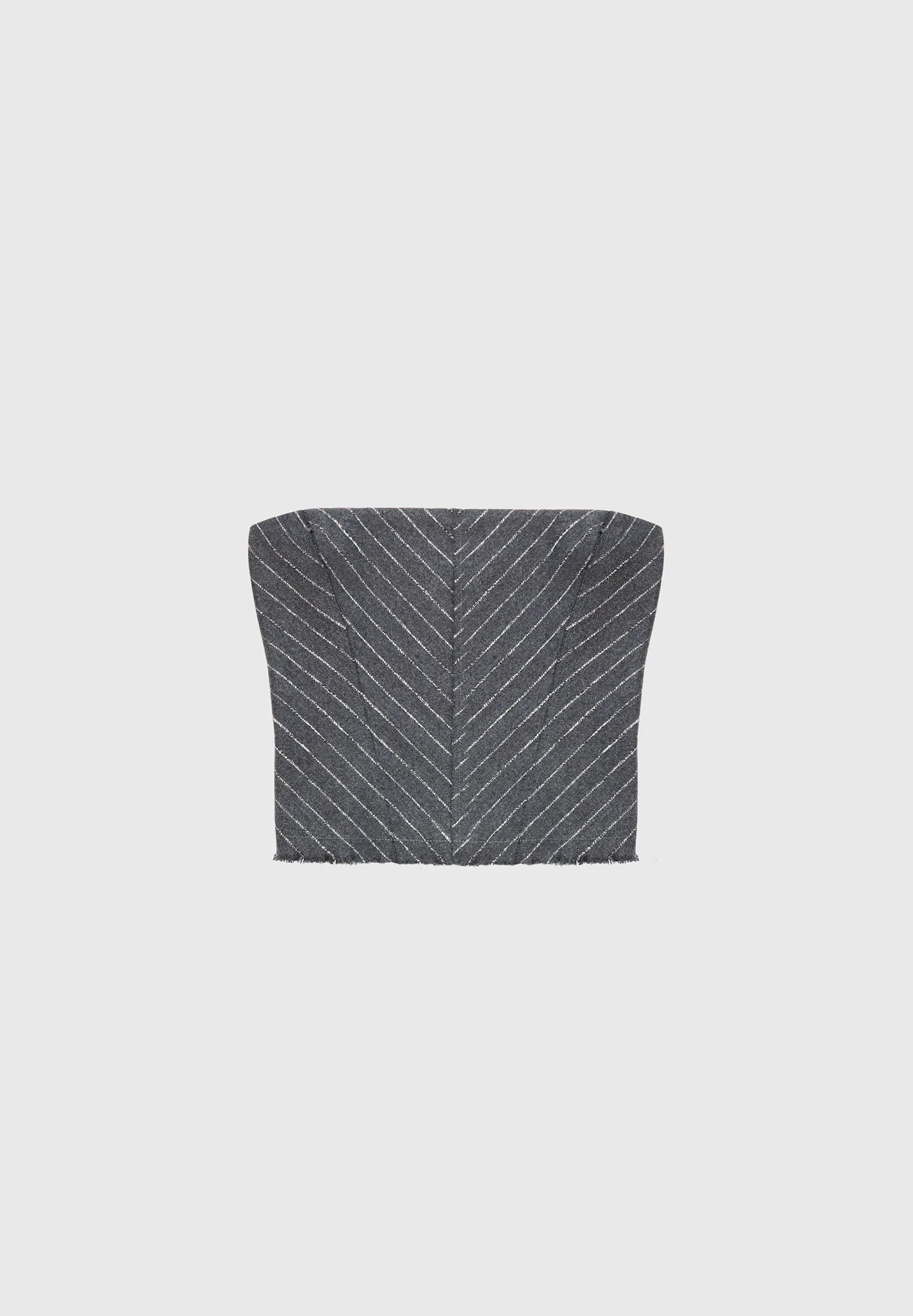 Pinstripe Bandeau Corset Top - Grey - Image 2