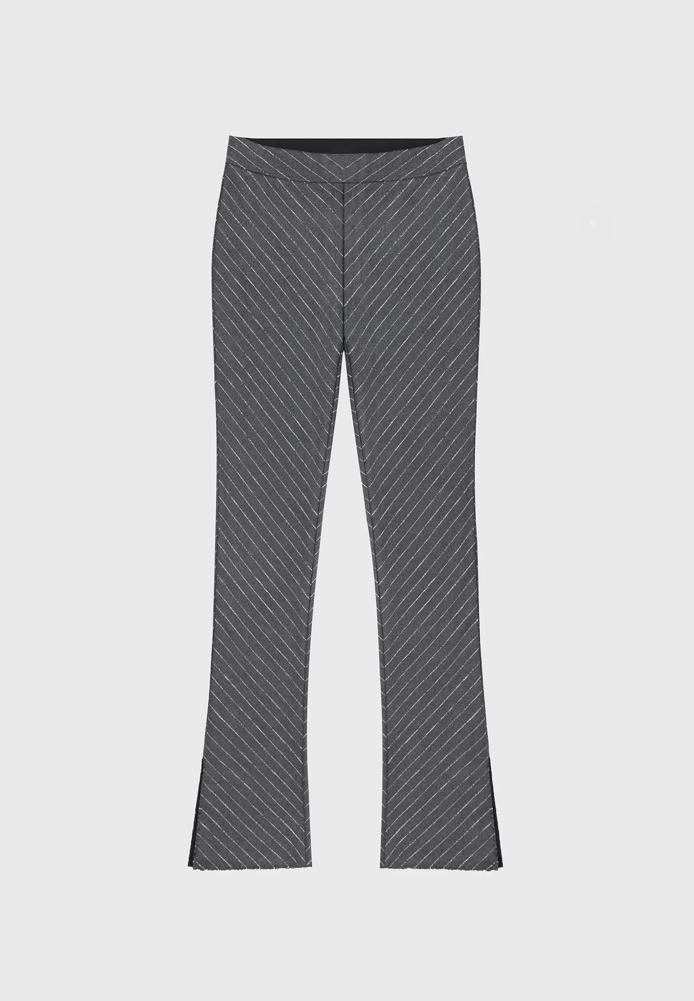 Pinstripe Mini Flared Trousers - Grey - Image 5