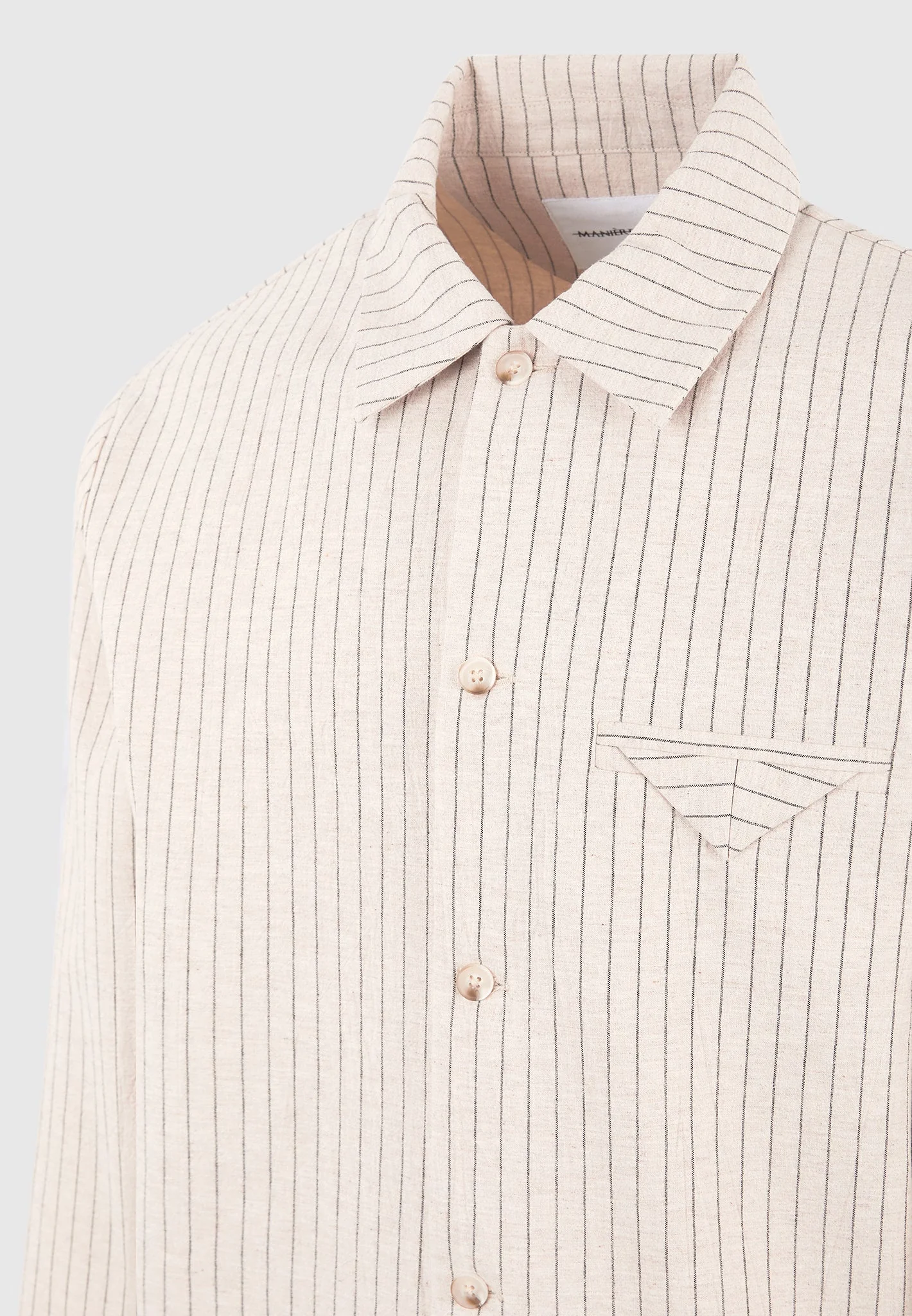 Leo - Pinstripe Overshirt - Beige - Image 6