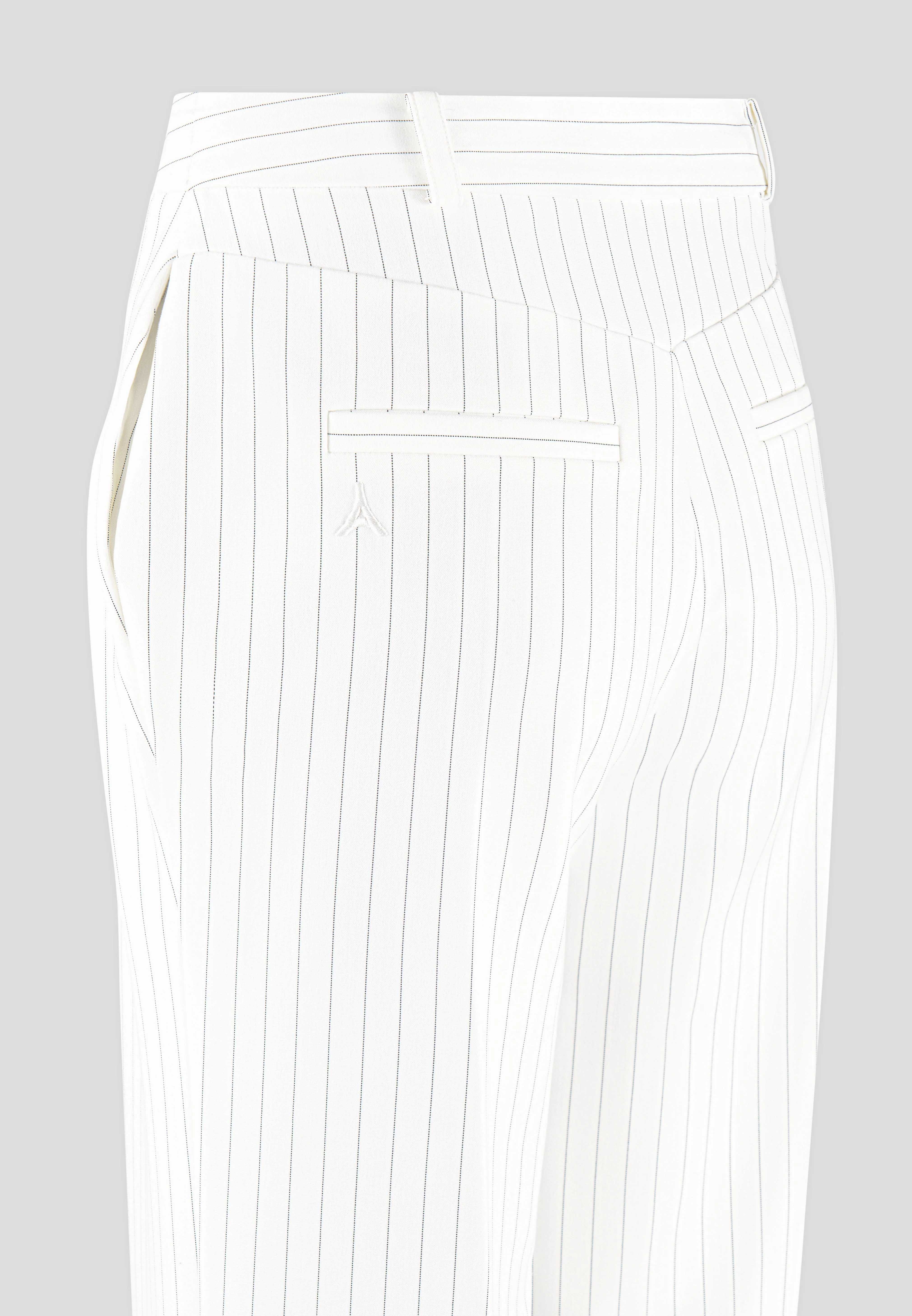 Julie - Pinstripe Twin Pleat Tailored Trousers - White - Image 8
