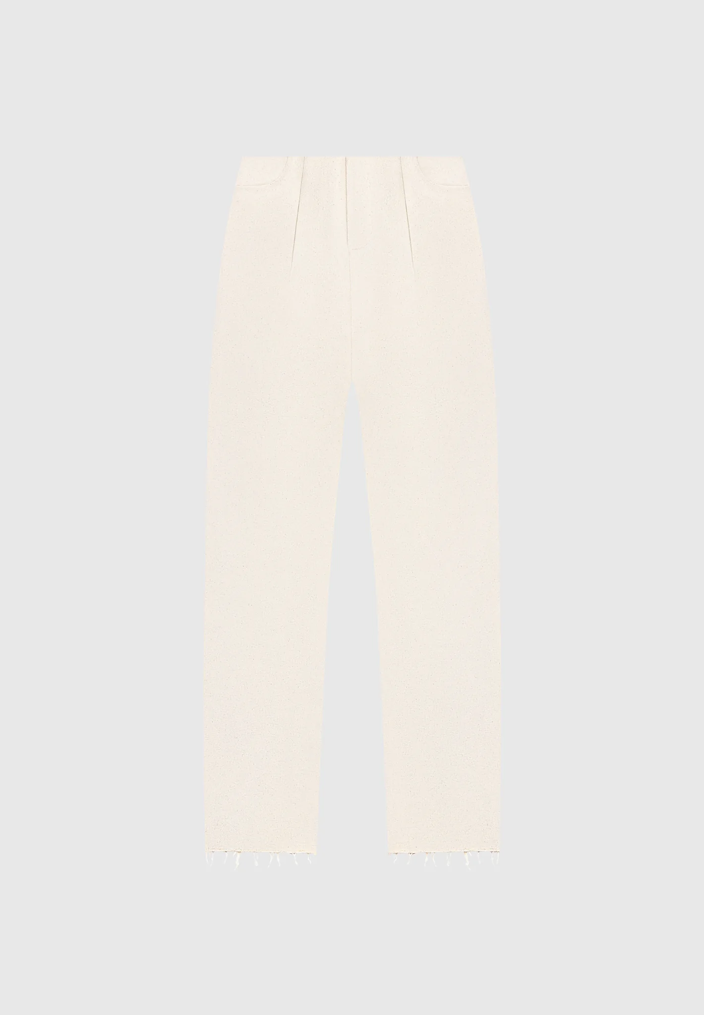 Pleated Mid Rise Straight Leg Jeans - Cream - Image 7