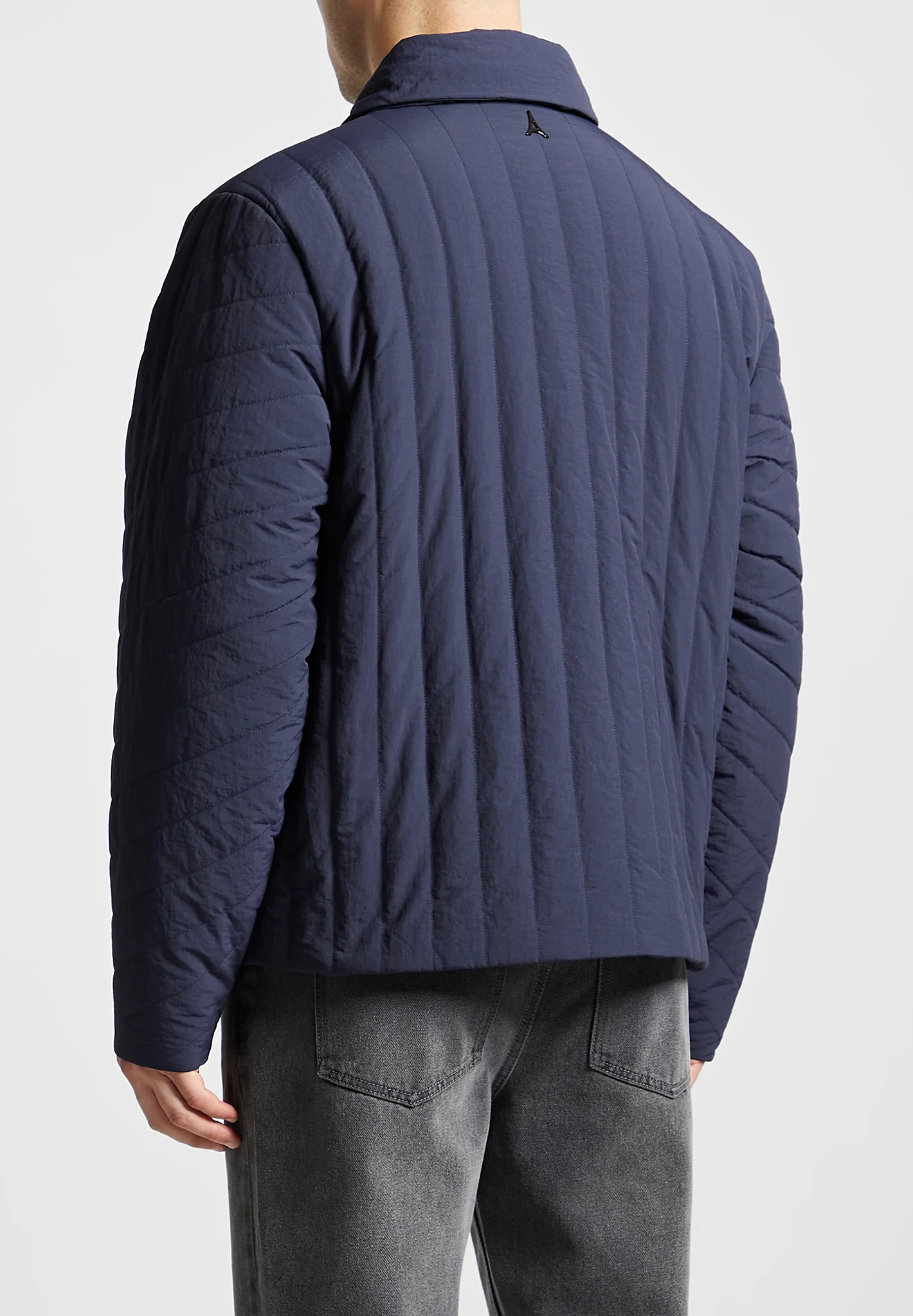 Quilted Harrington Jacket - Navy - Image 2