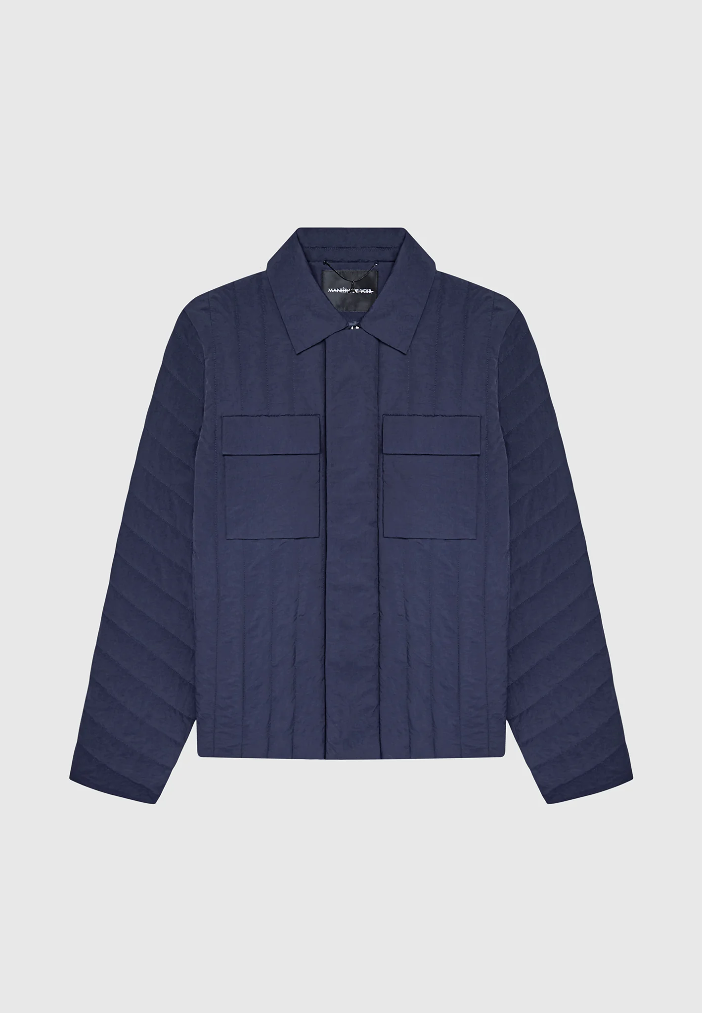 Quilted Harrington Jacket - Navy - Image 3