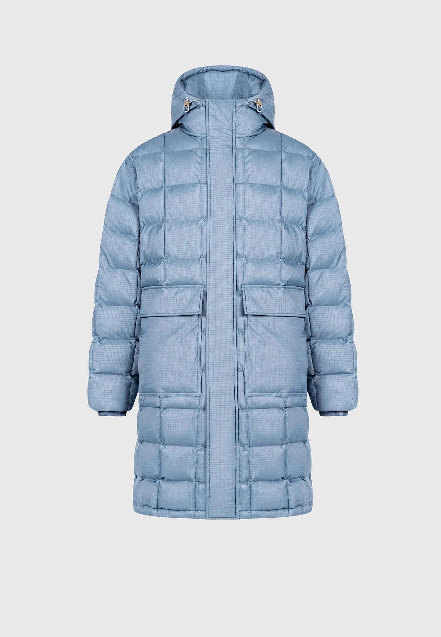 Quilted Longline Puffer Coat - Steel Blue - Image 4
