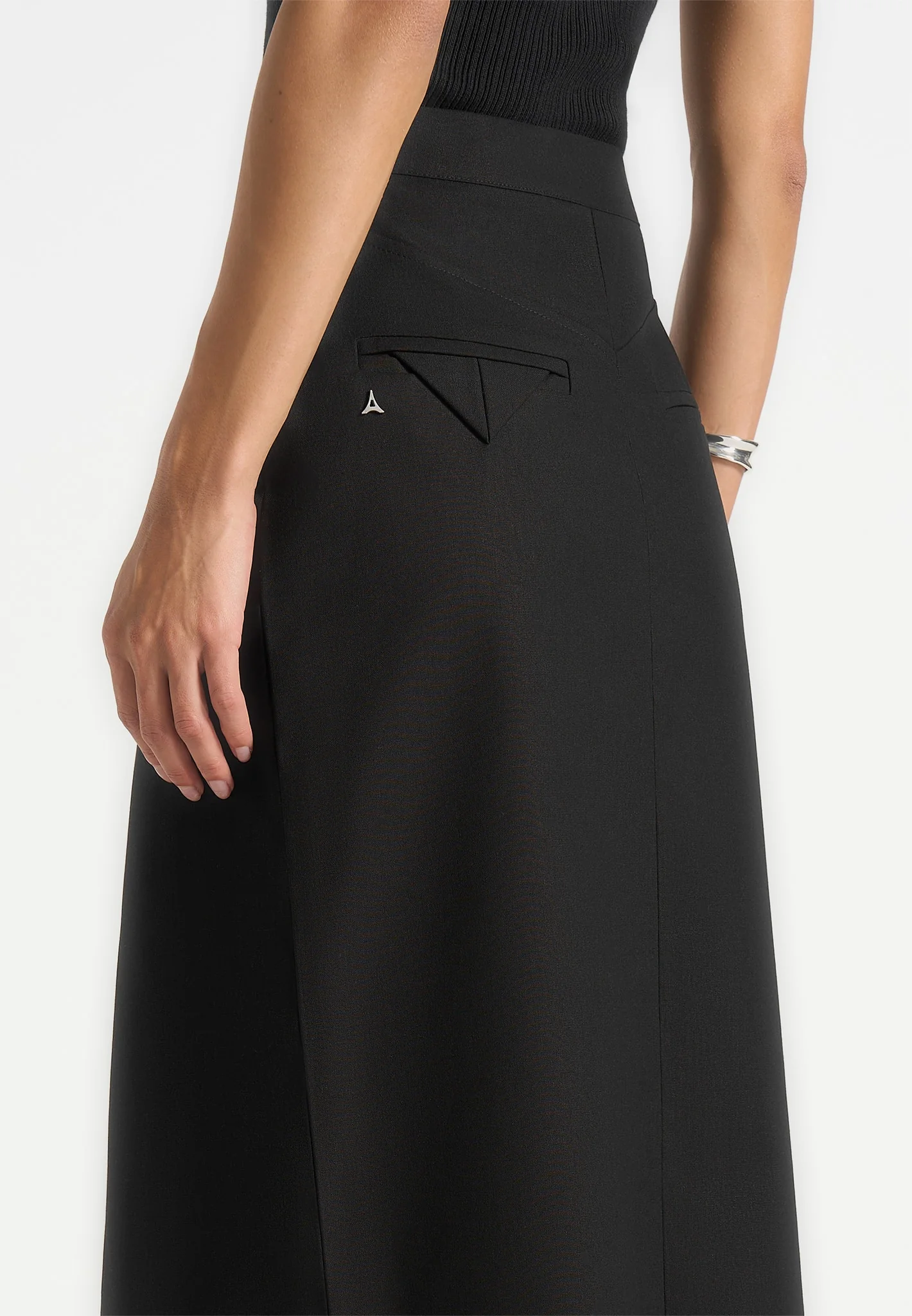Regine - Tailored A-Line Maxi Skirt - Black - Image 3