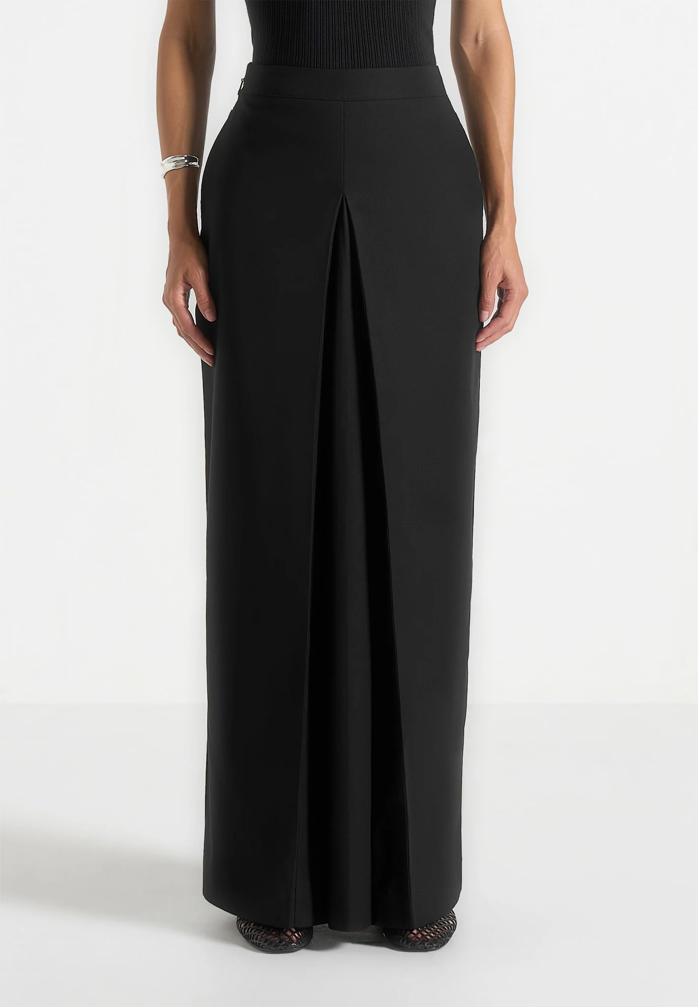 Regine - Tailored A-Line Maxi Skirt - Black - Image 4