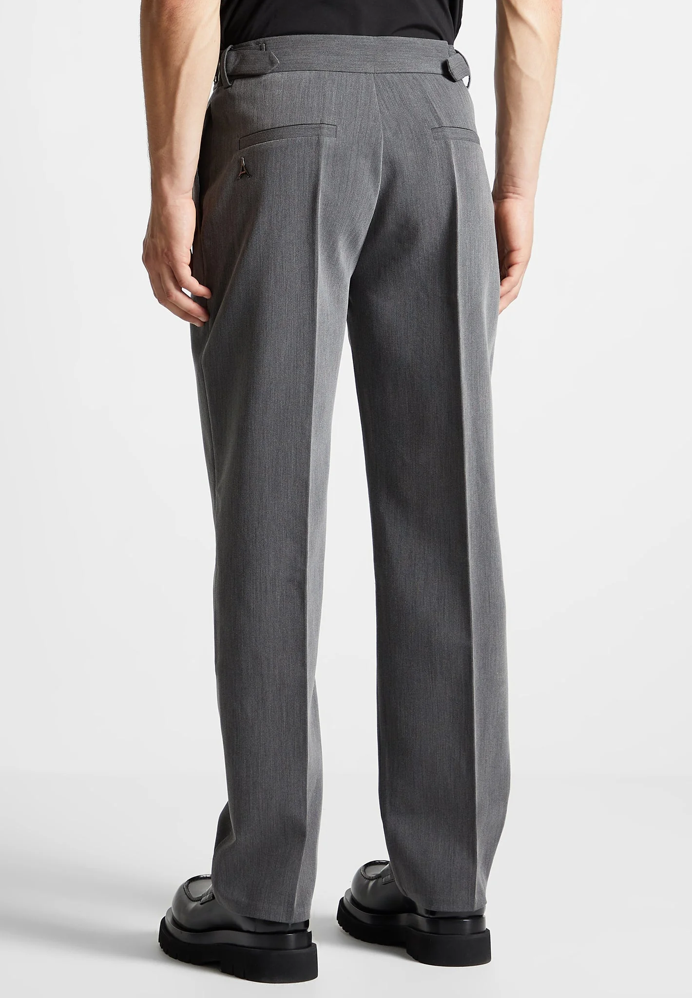 Relaxed Fit Grained Pleated Tailored Trousers - Dark Grey - Image 5