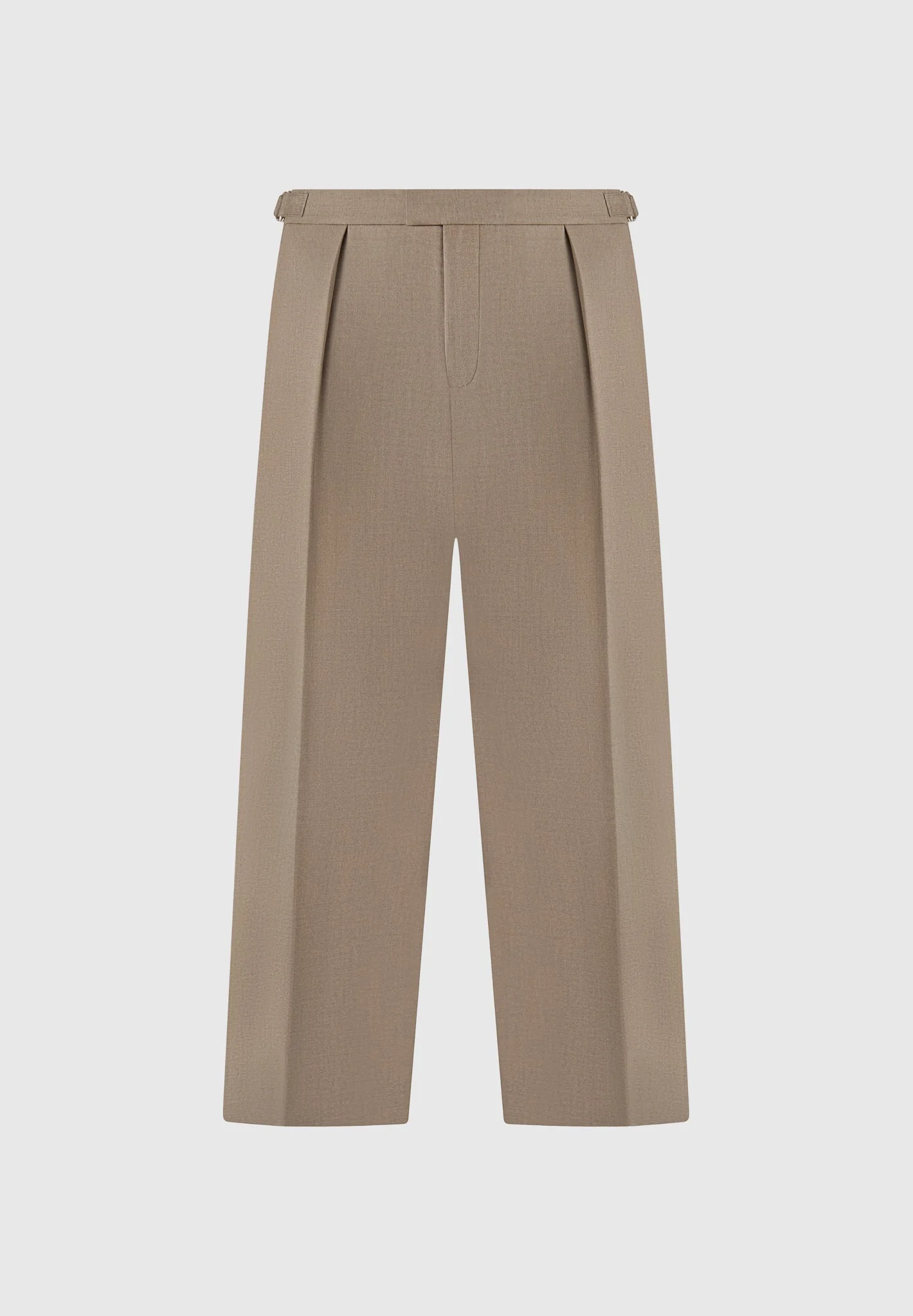 Dorian - Relaxed Fit Hatched Pleated Tailored Trousers - Khaki - Image 2