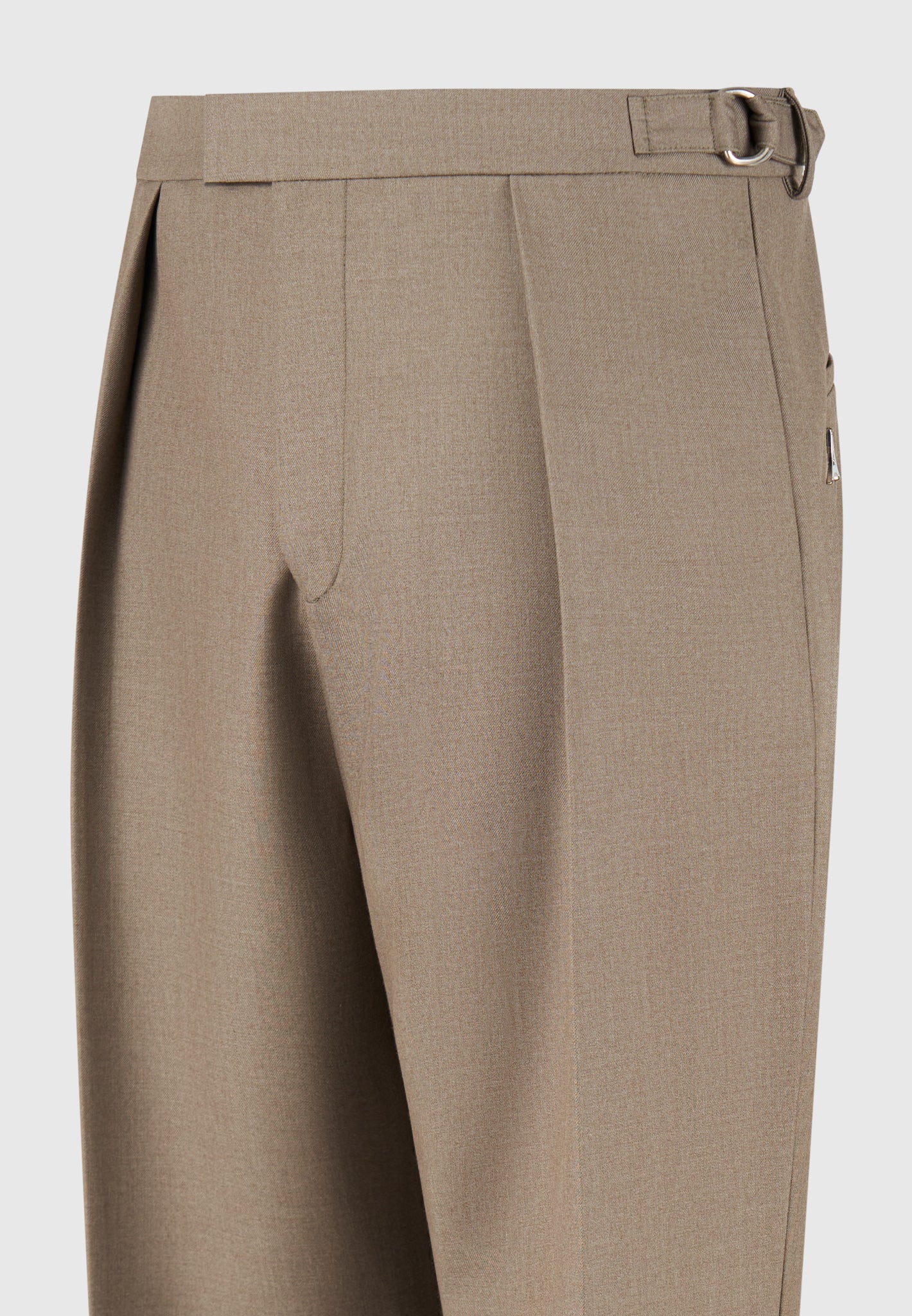 Dorian - Relaxed Fit Hatched Pleated Tailored Trousers - Khaki - Image 6