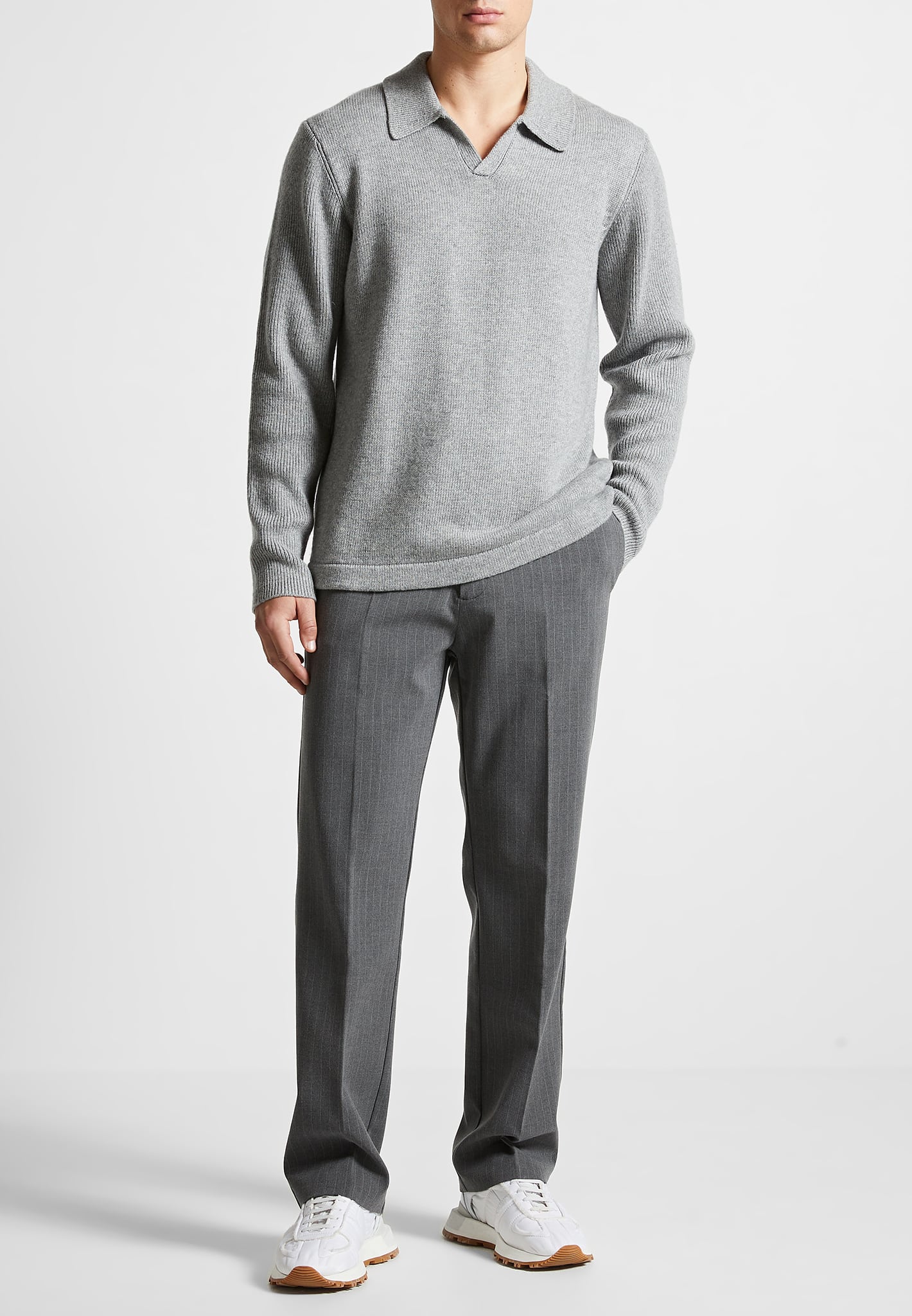 Relaxed Fit Pinstripe Tailored Trousers - Grey - Image 2