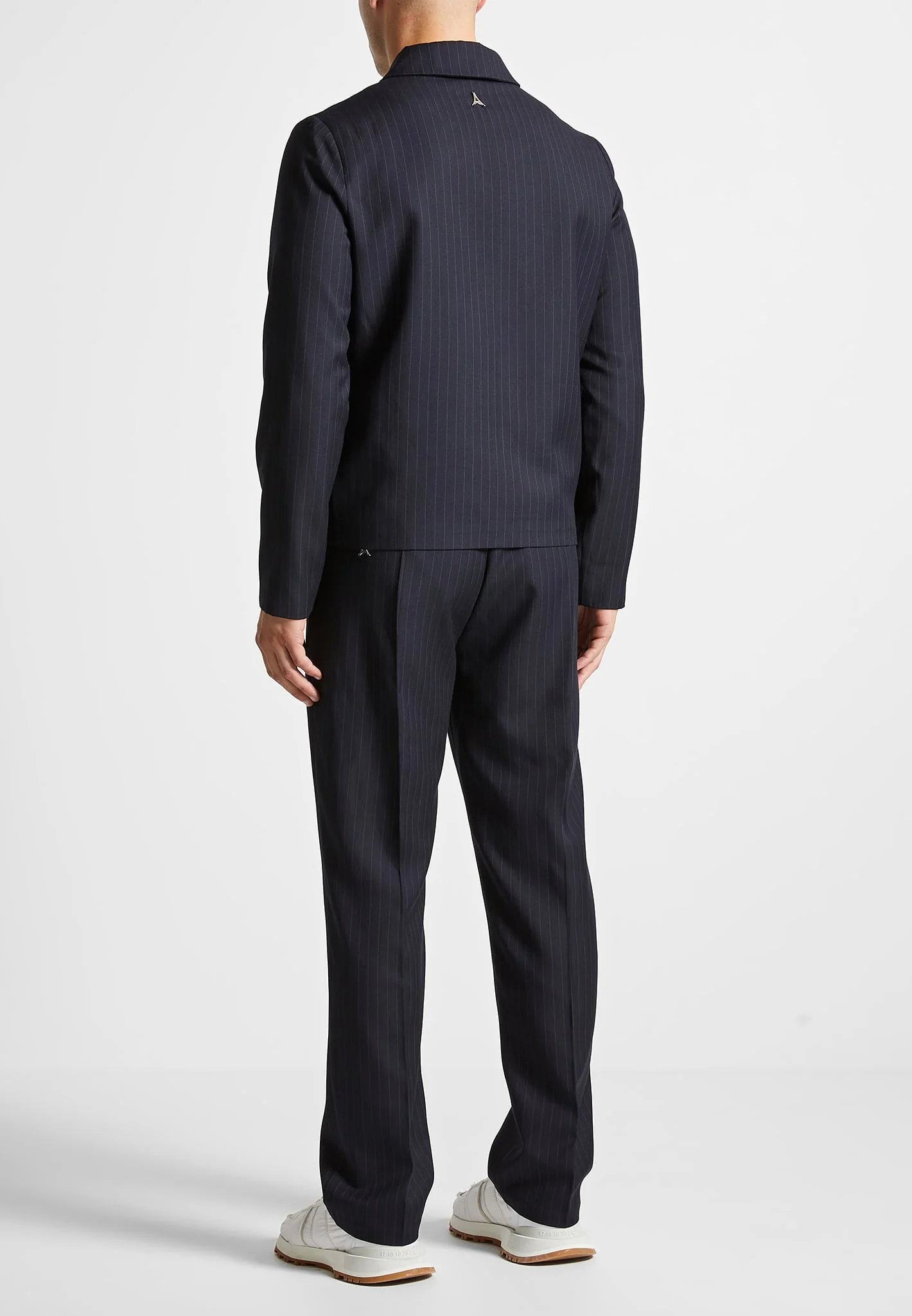 Relaxed Fit Pinstripe Tailored Trousers - Navy - Image 4