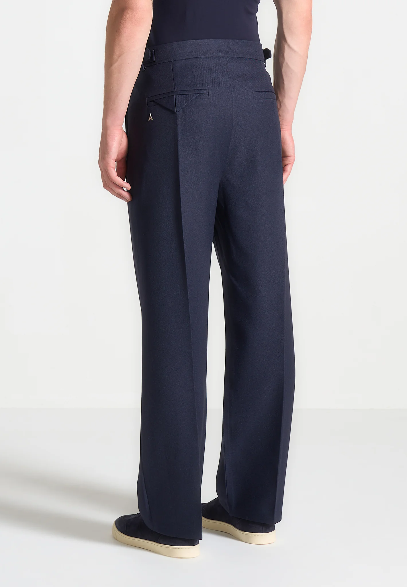 Pierre - Relaxed Fit Pleated Tailored Trousers - Navy - Image 4