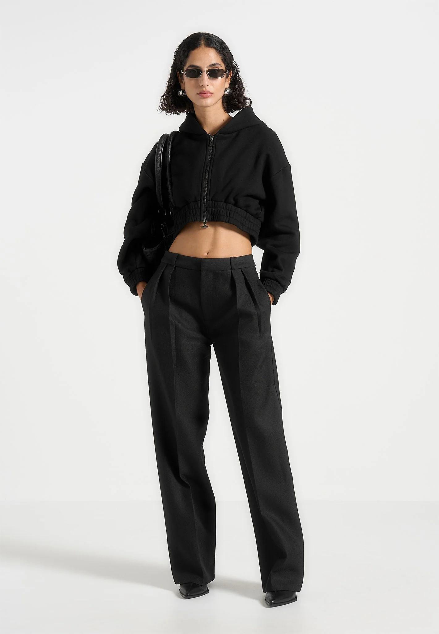 Josiane - Relaxed Zip Through Hoodie - Black - Image 2