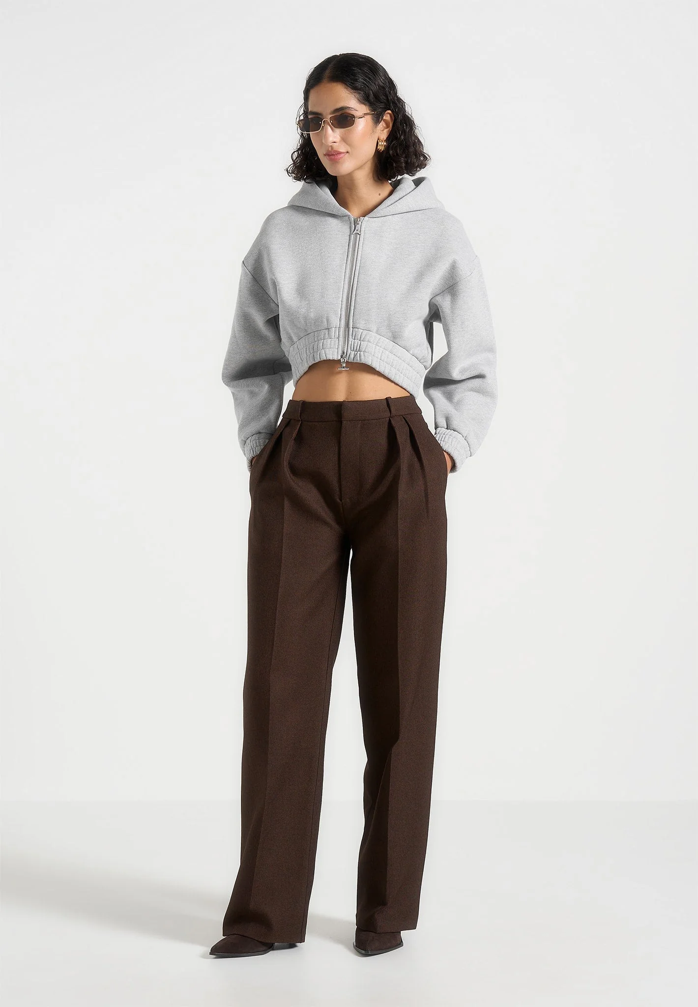 Josiane - Relaxed Zip Through Hoodie - Grey - Image 2