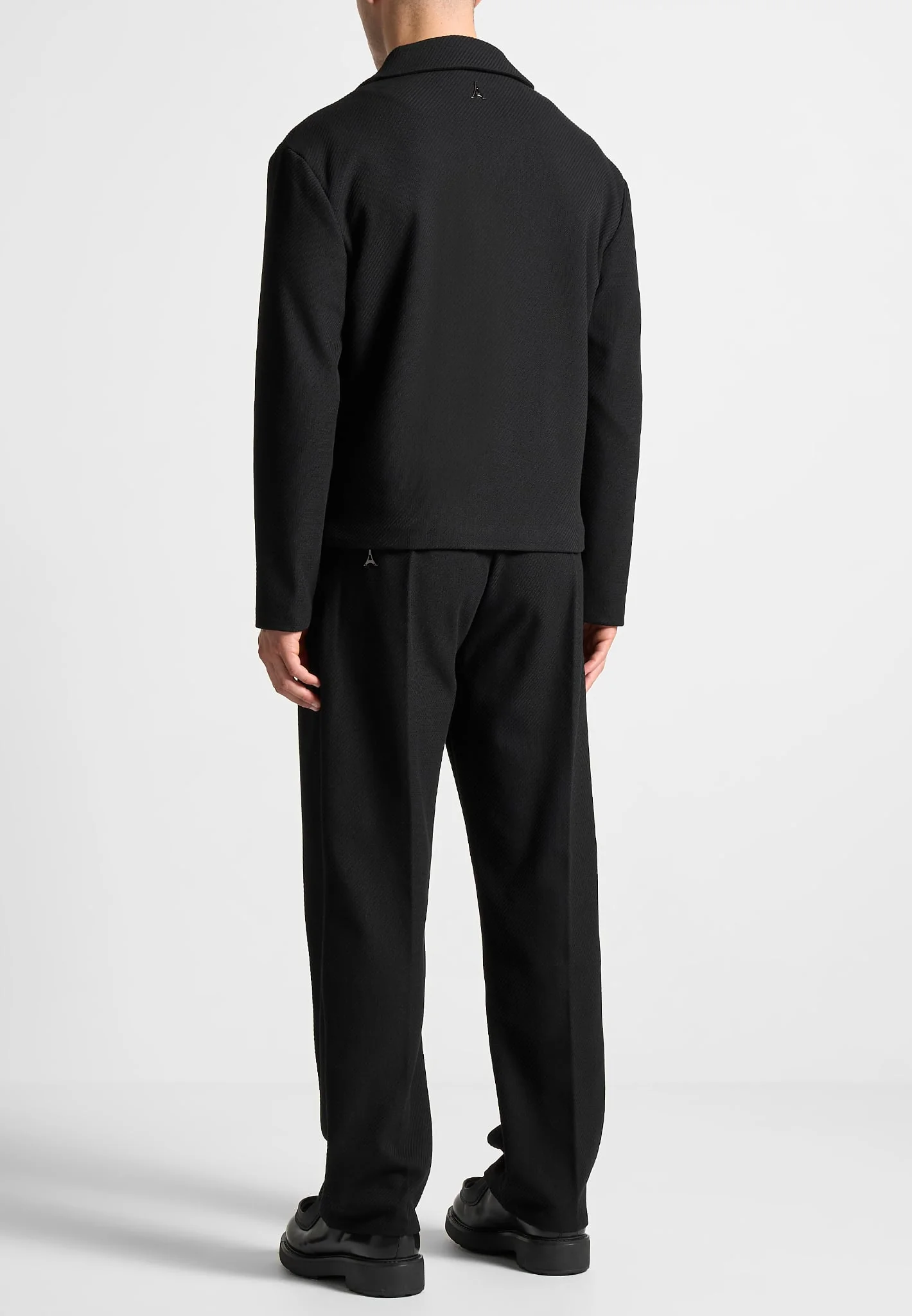 Revere Collar Twill Jacket - Black - Image 5