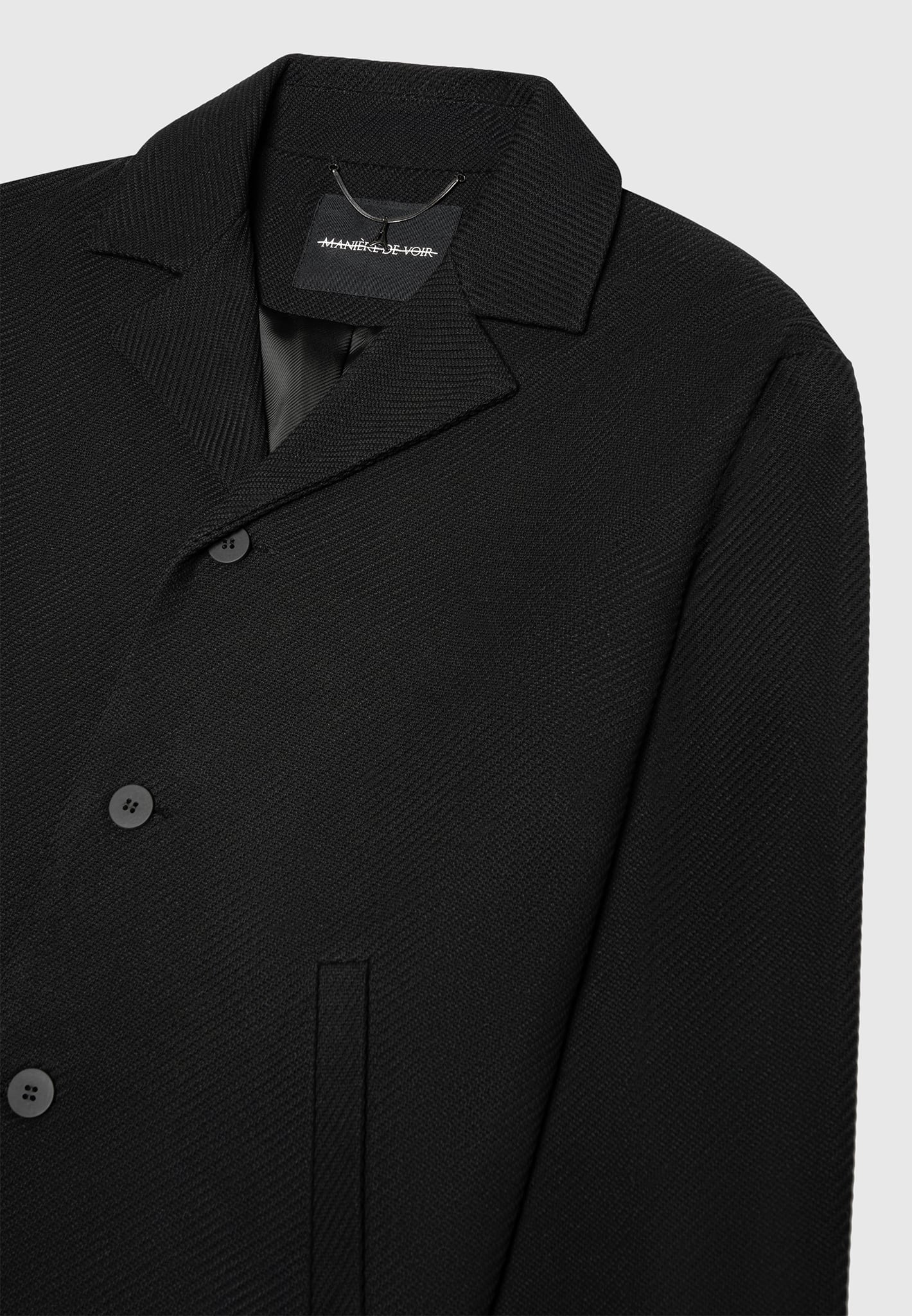 Revere Collar Twill Jacket - Black - Image 6