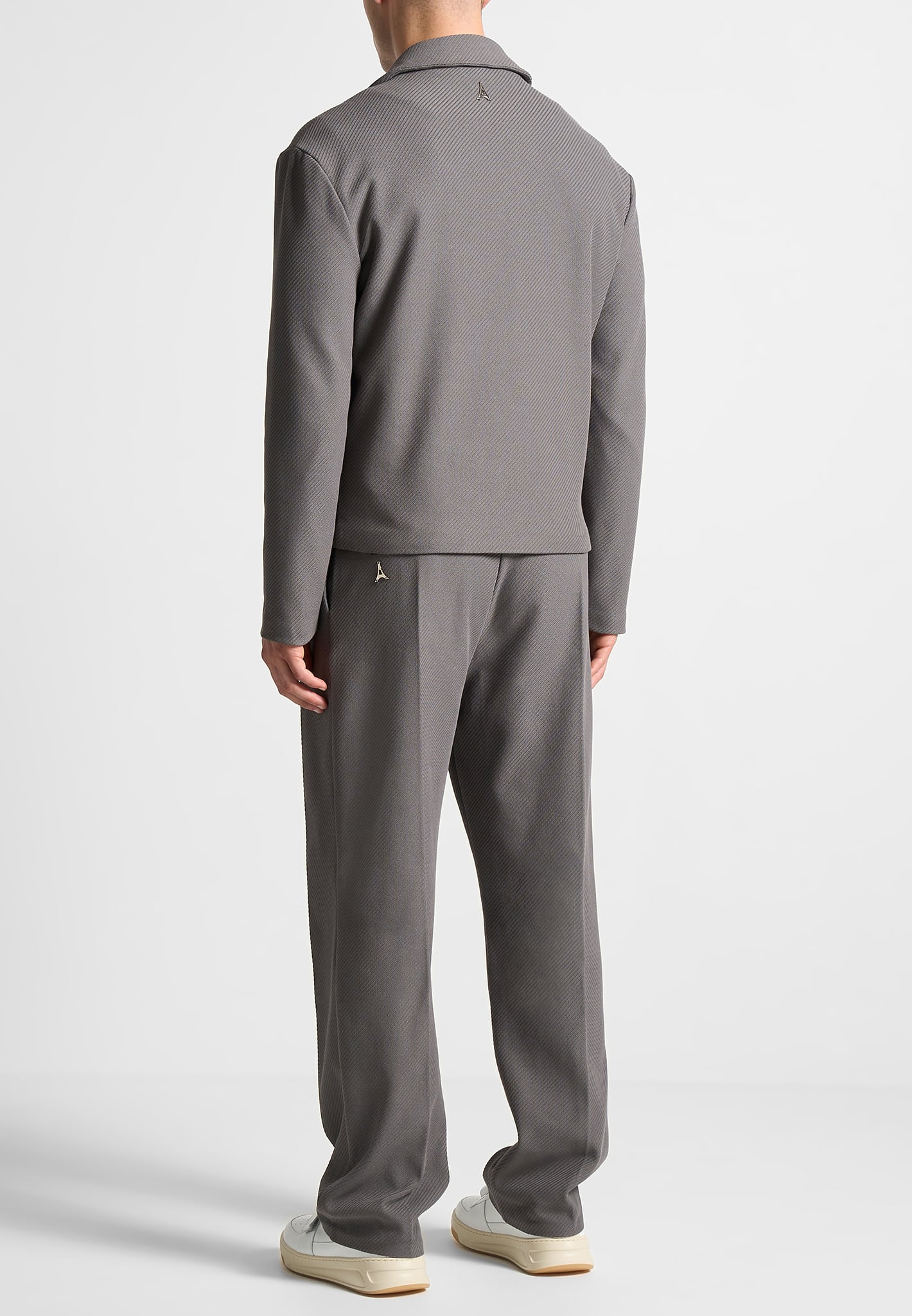 Revere Collar Twill Jacket - Grey - Image 5