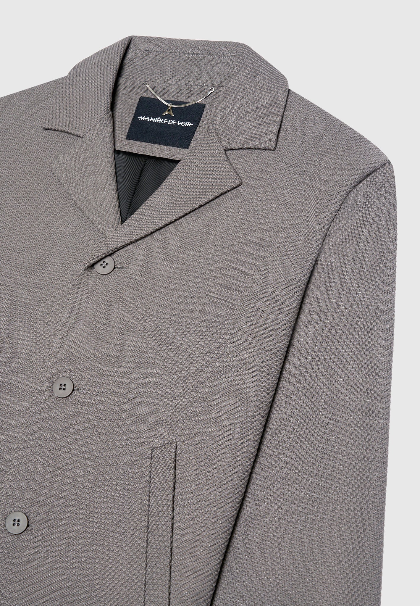 Revere Collar Twill Jacket - Grey - Image 6
