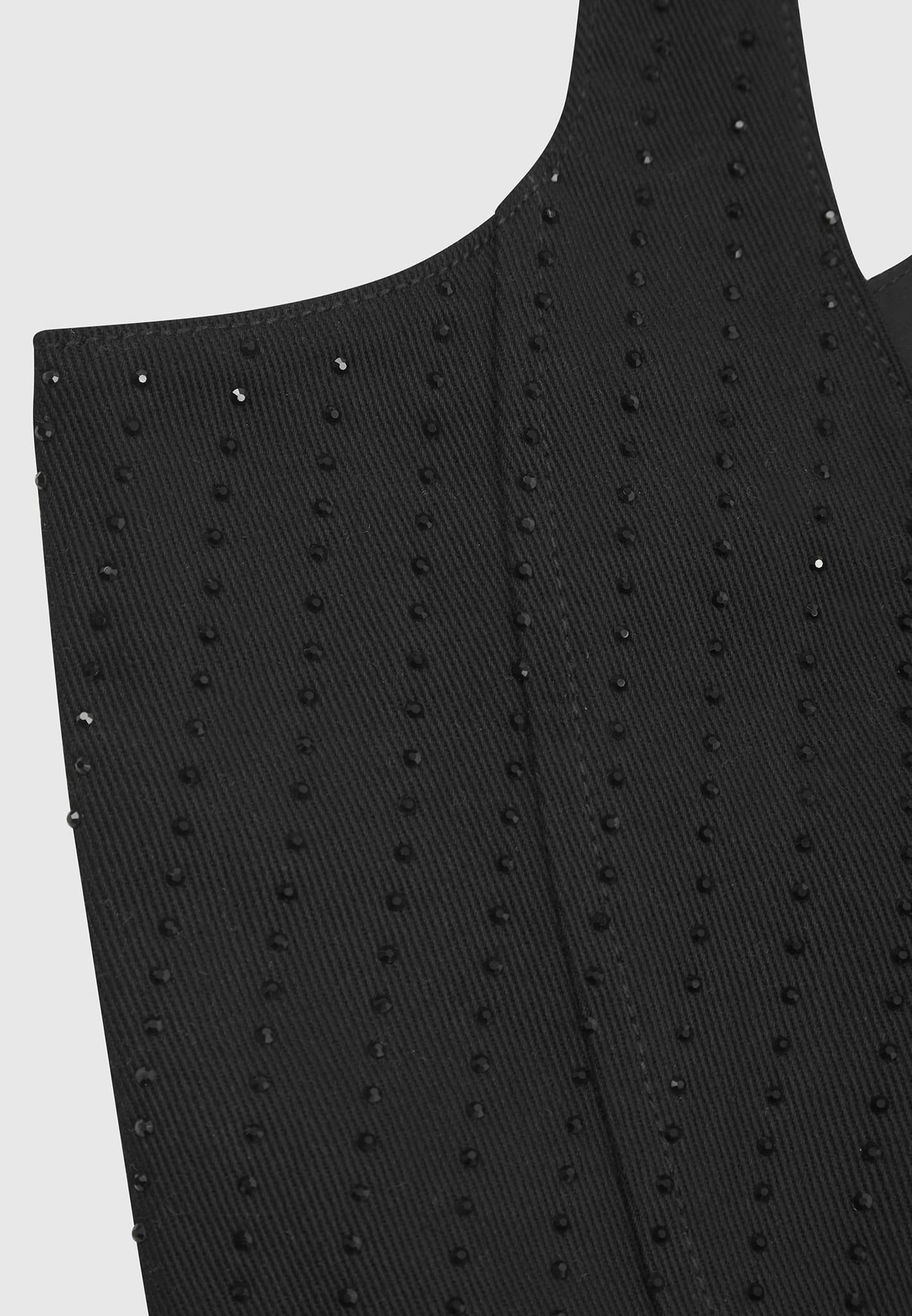 Rhinestone Denim Corset - Black - Image 7