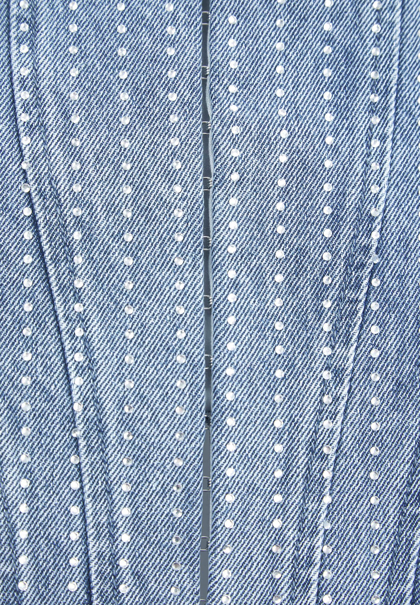 Rhinestone Denim Corset - Mid Blue - Image 7