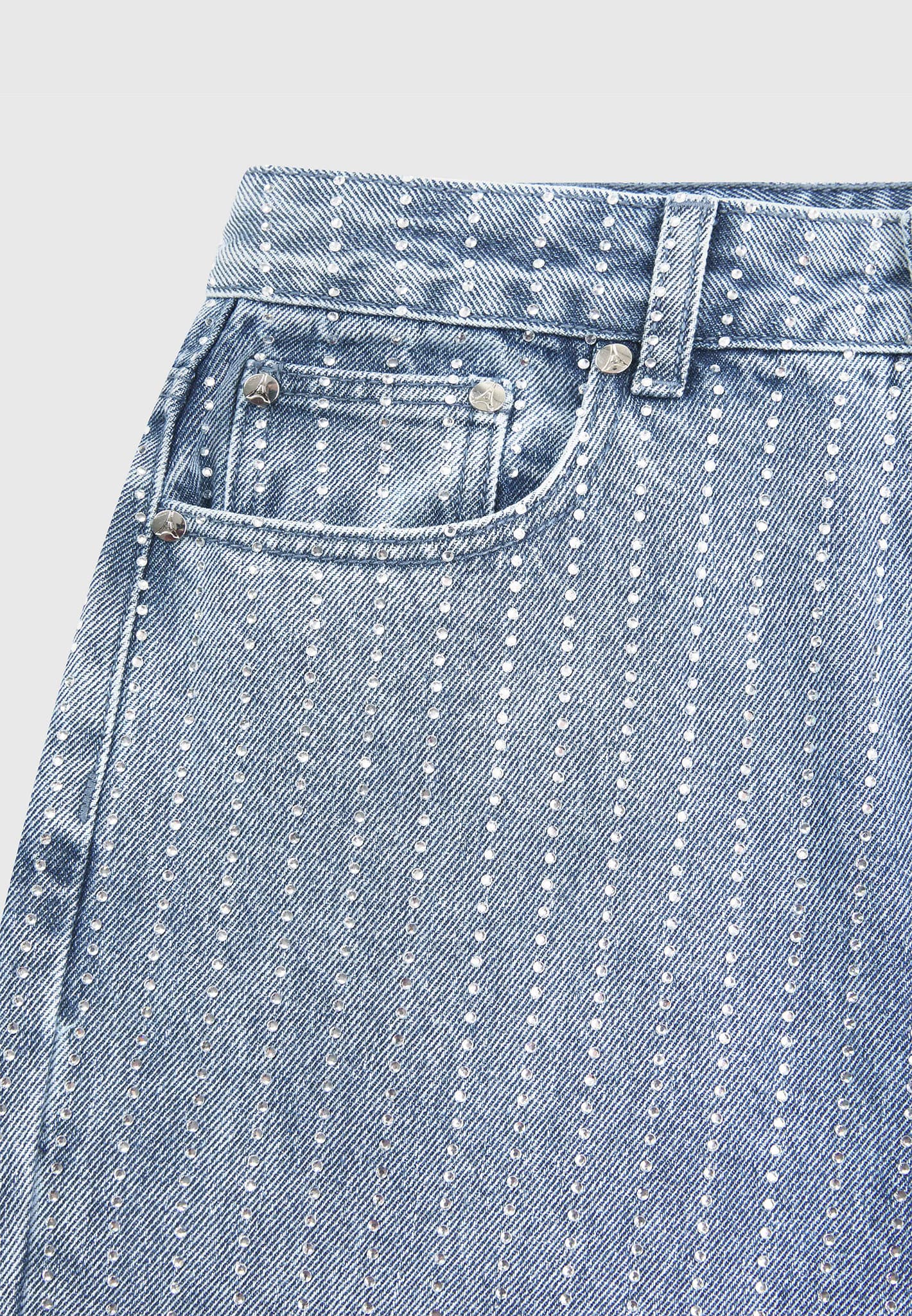 Rhinestone Mom Jeans - Mid Blue - Image 5