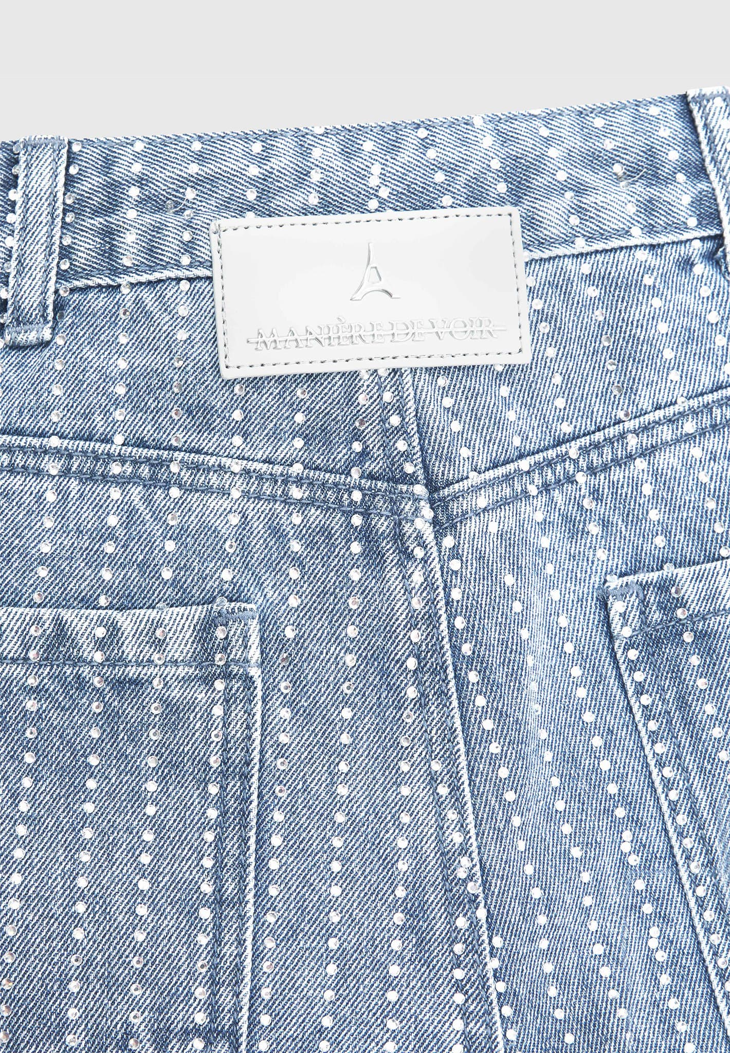 Rhinestone Mom Jeans - Mid Blue - Image 6