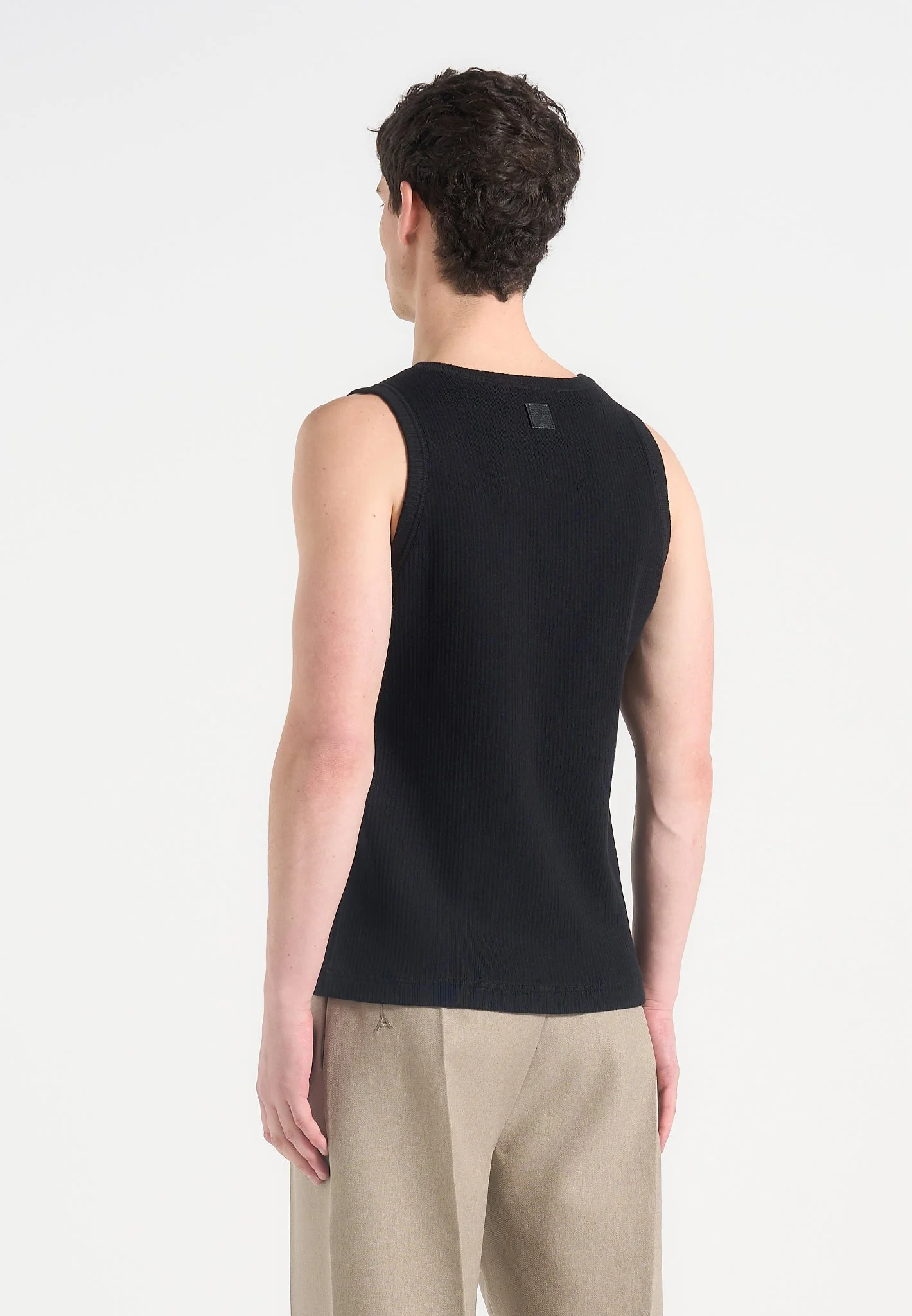 Justin - Ribbed Cotton Vest - Black - Image 3