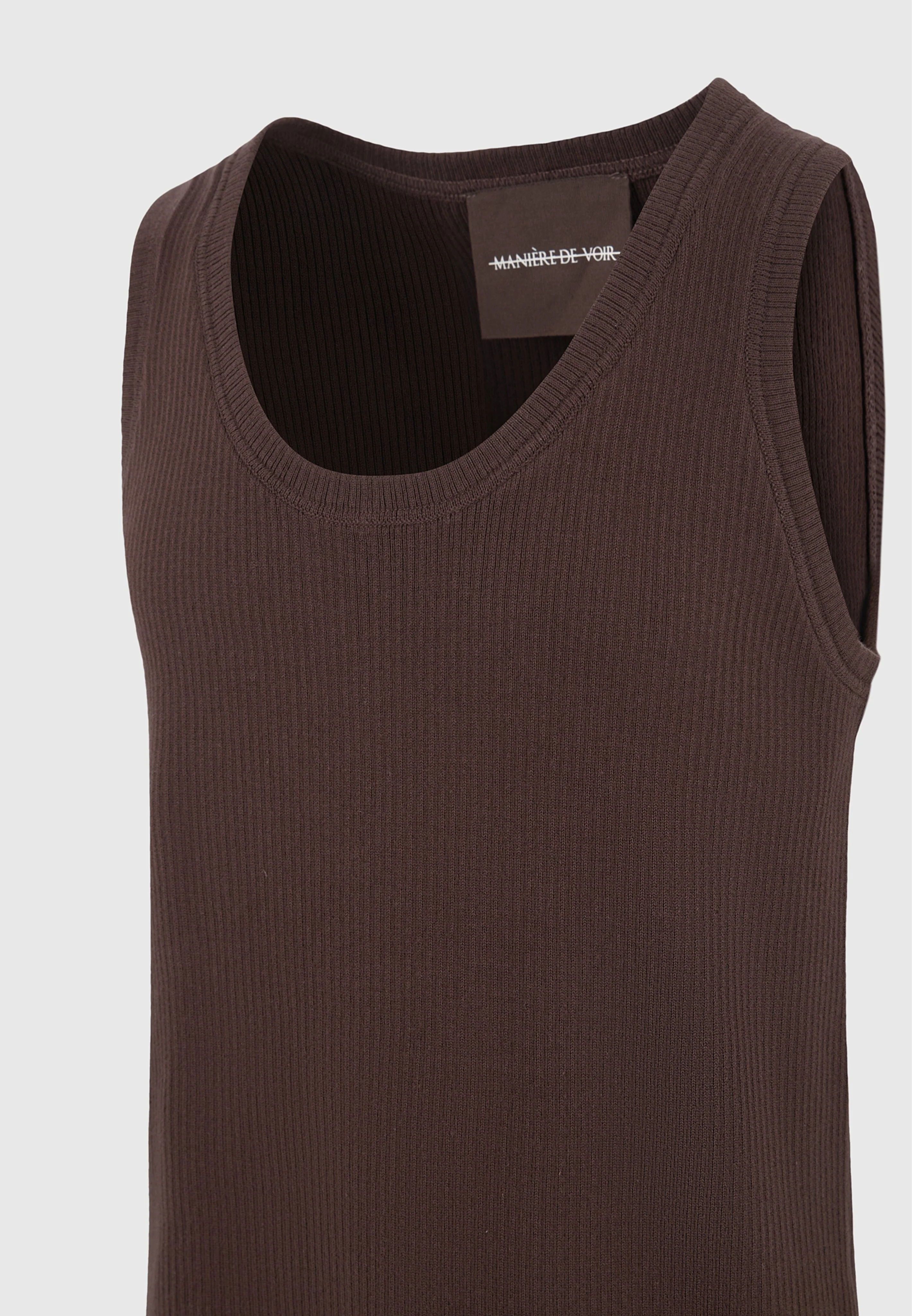 Justin - Ribbed Cotton Vest - Dark Brown - Image 6
