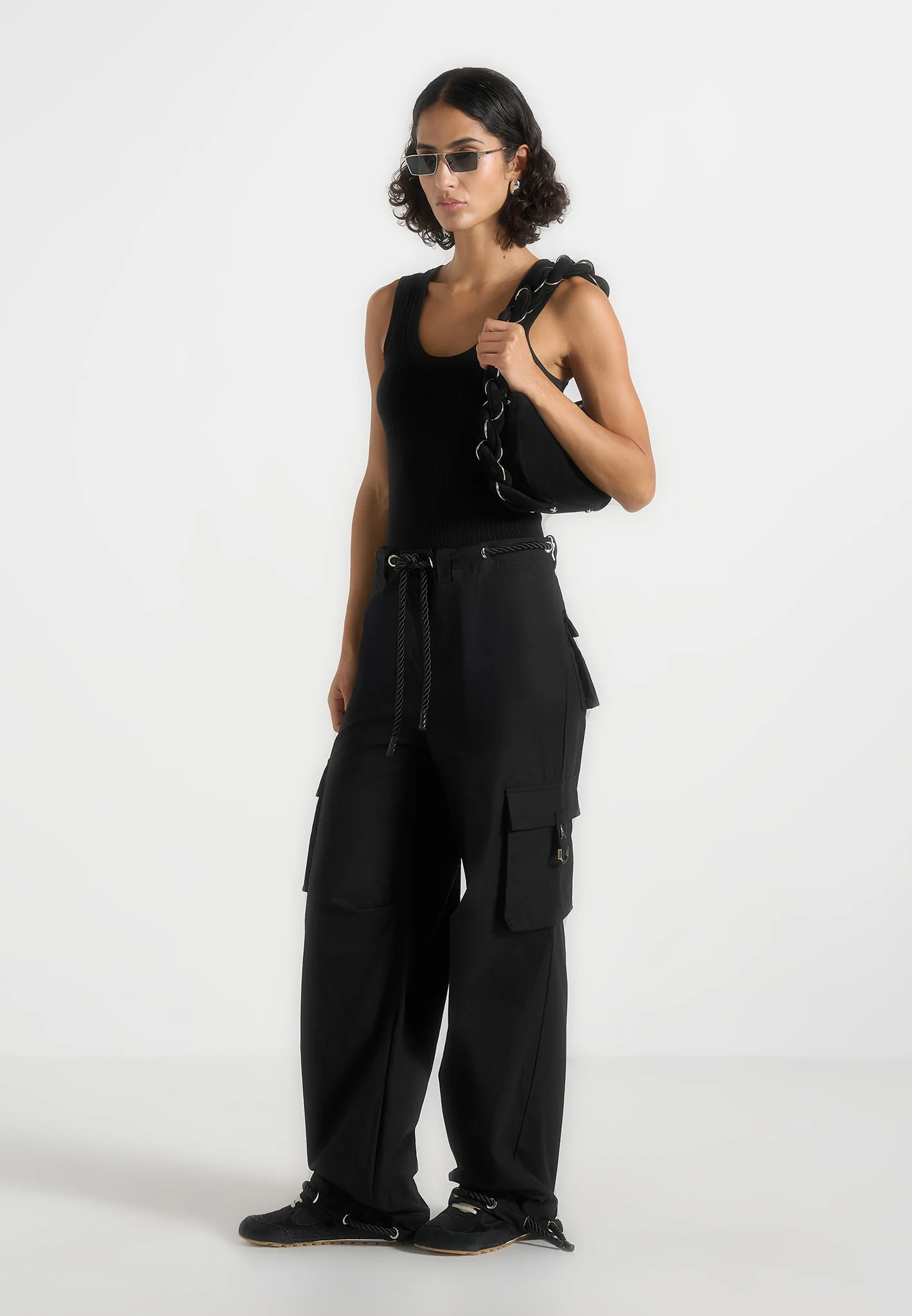 Rosa - Ripstop Parachute Cargo Pants - Black