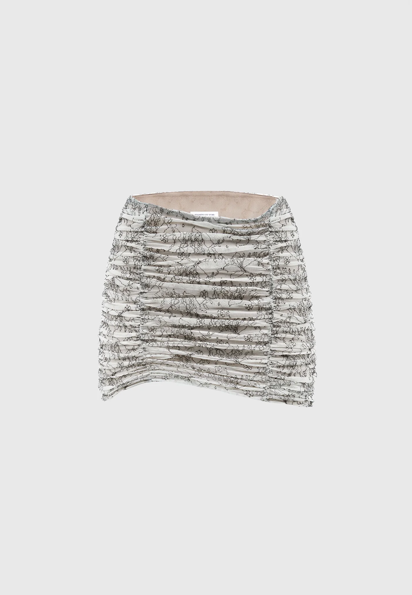 Ruched Lace Asymmetric Mini Skirt - Off White - Image 4