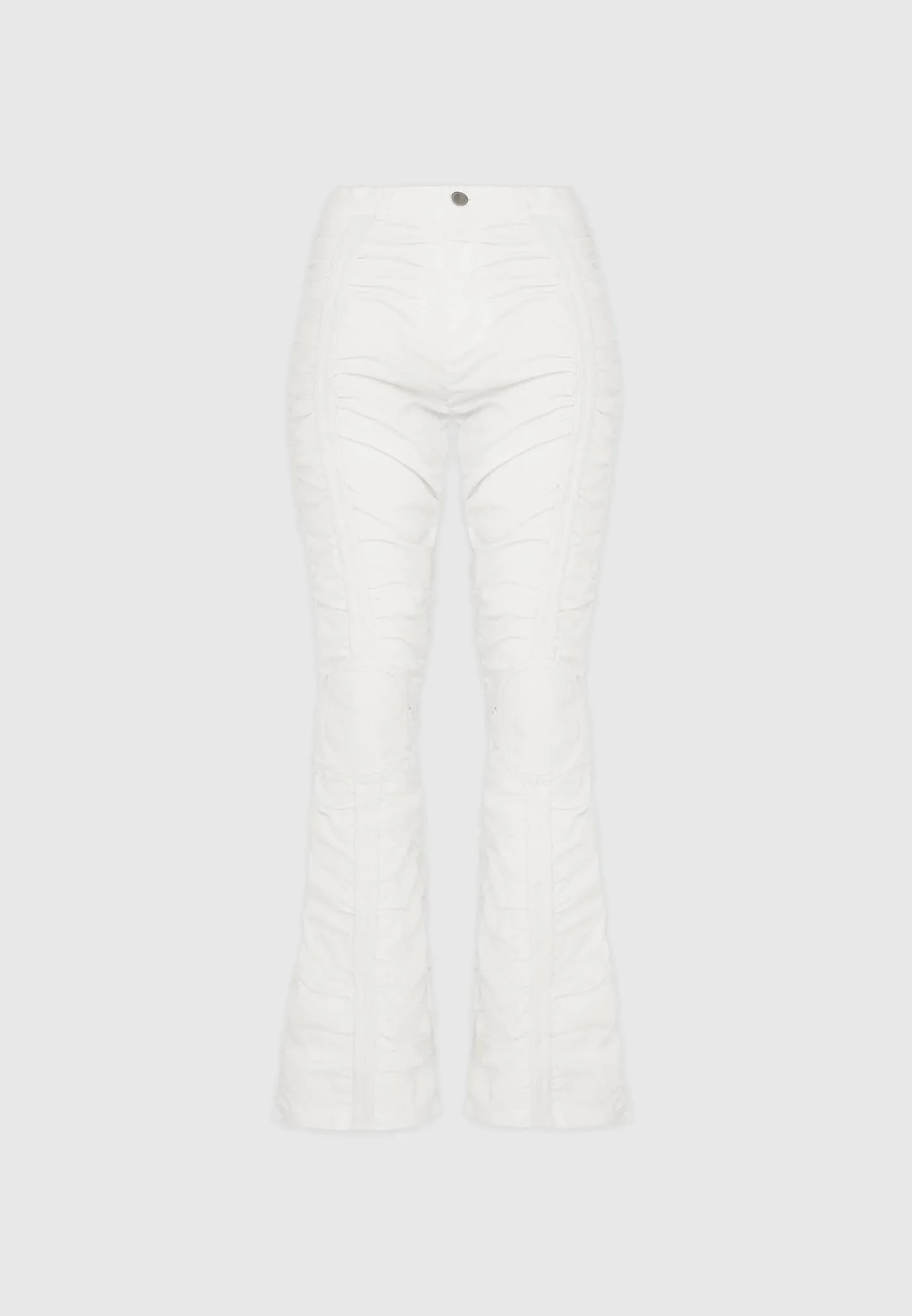 Ruched Trousers with Knee Patch - White - Image 6